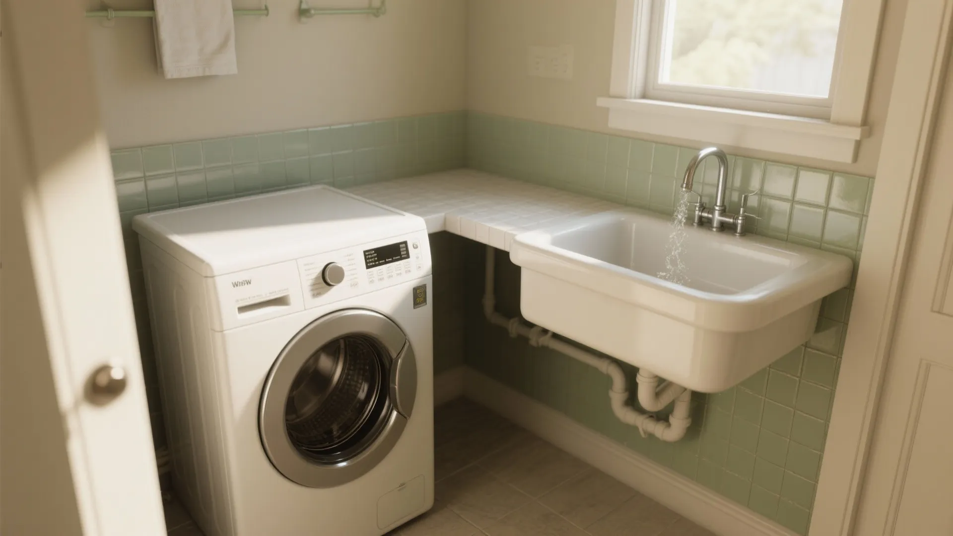 2. L-shape nook with a utility sink