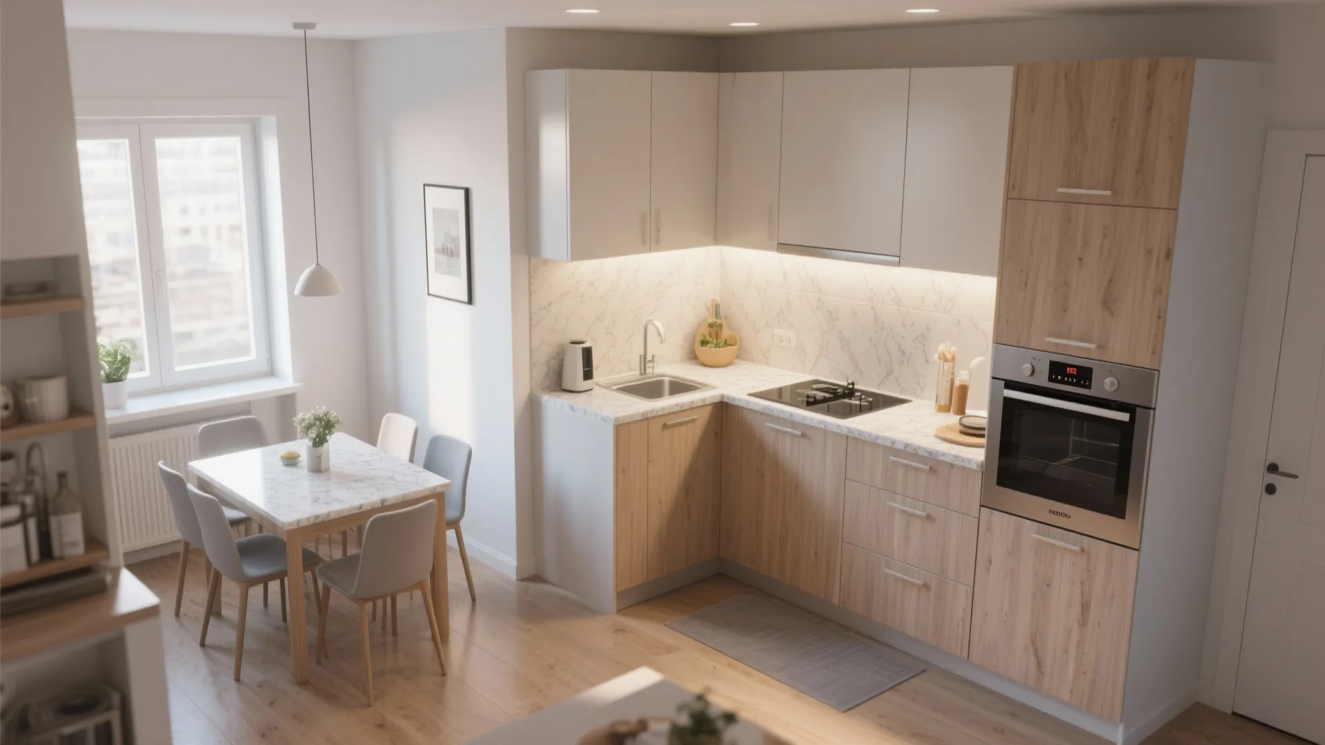 L-Shaped Open Kitchen Layout