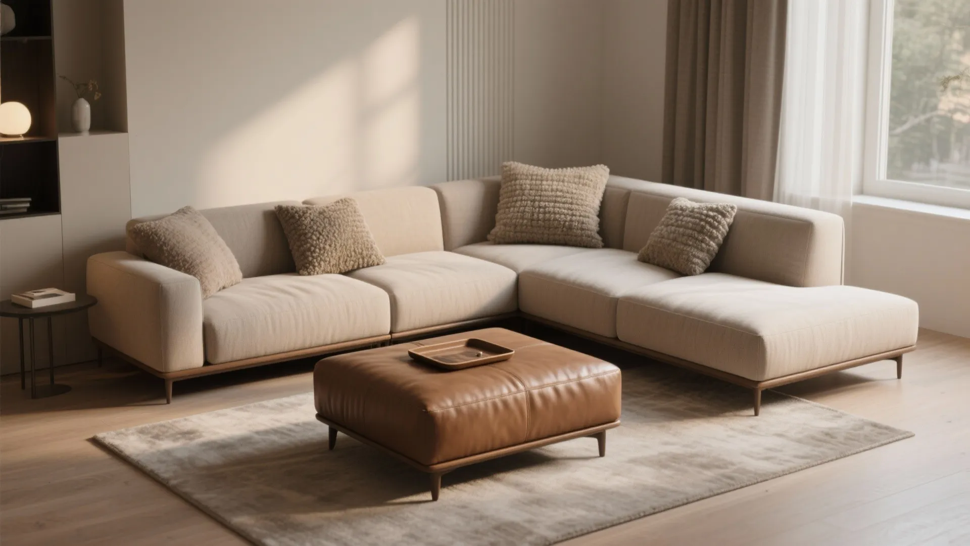 3) L-Shaped Seating with an Ottoman Corner