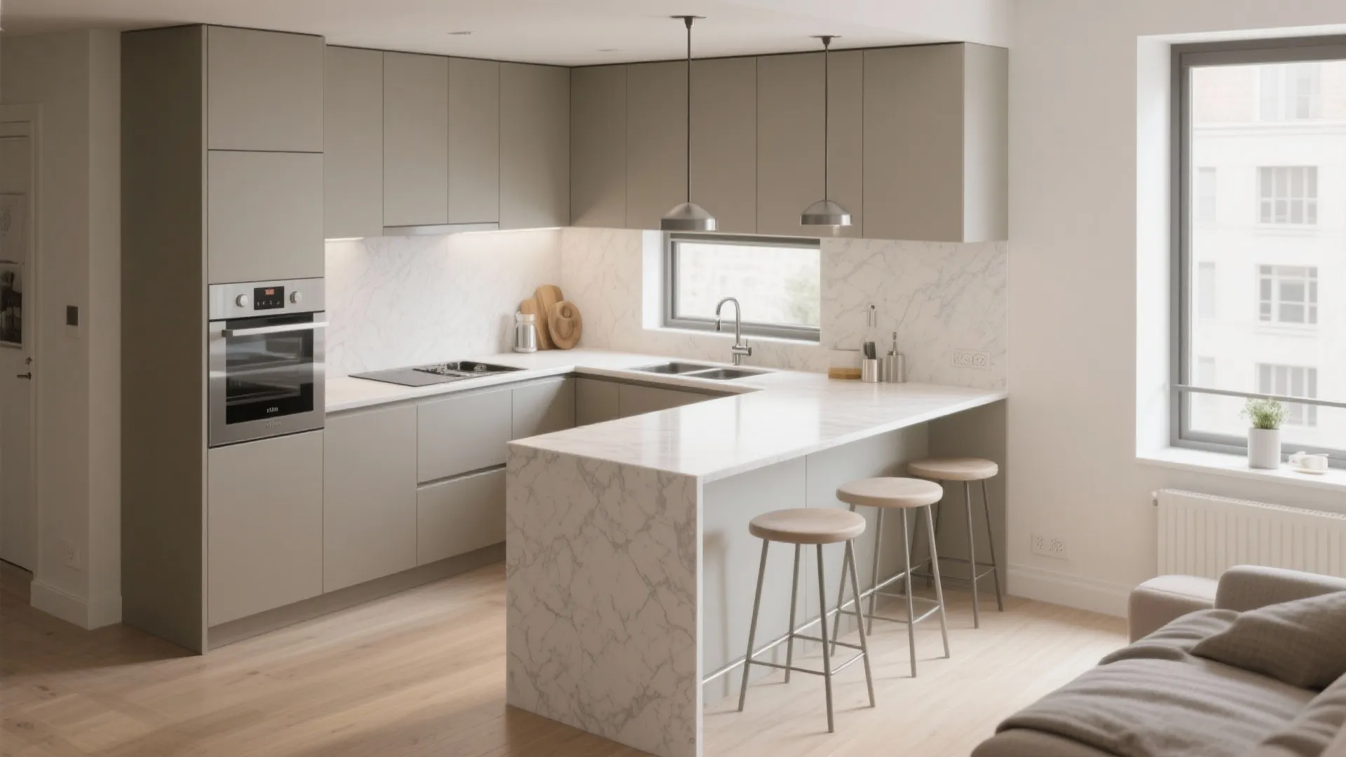 Compact L-Shape with Peninsula Dining