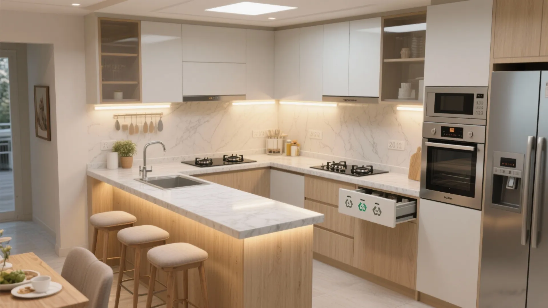 L-Shaped Kitchen With a Compact Peninsula
