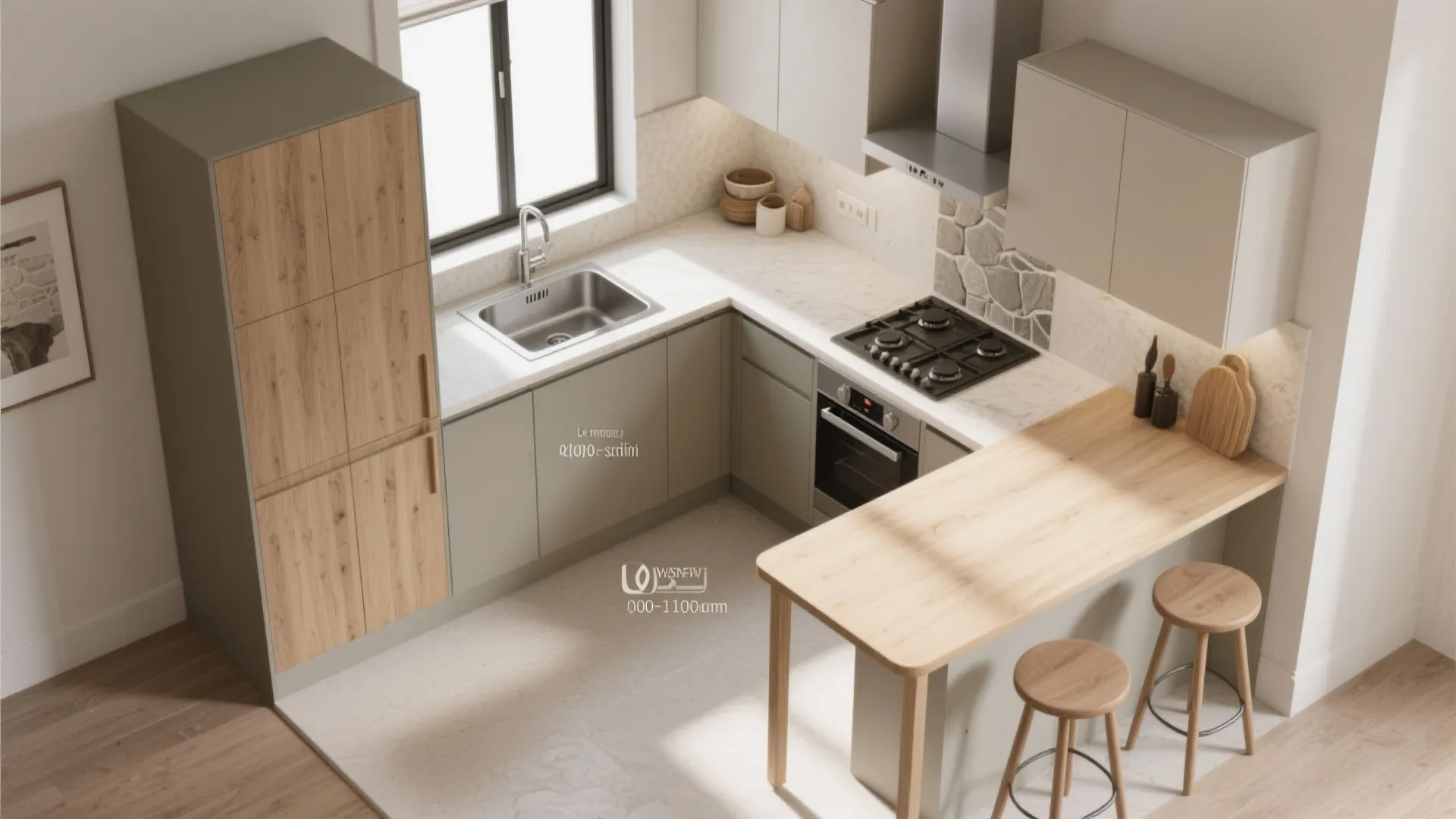 L-Shaped Kitchen for Social Cooking