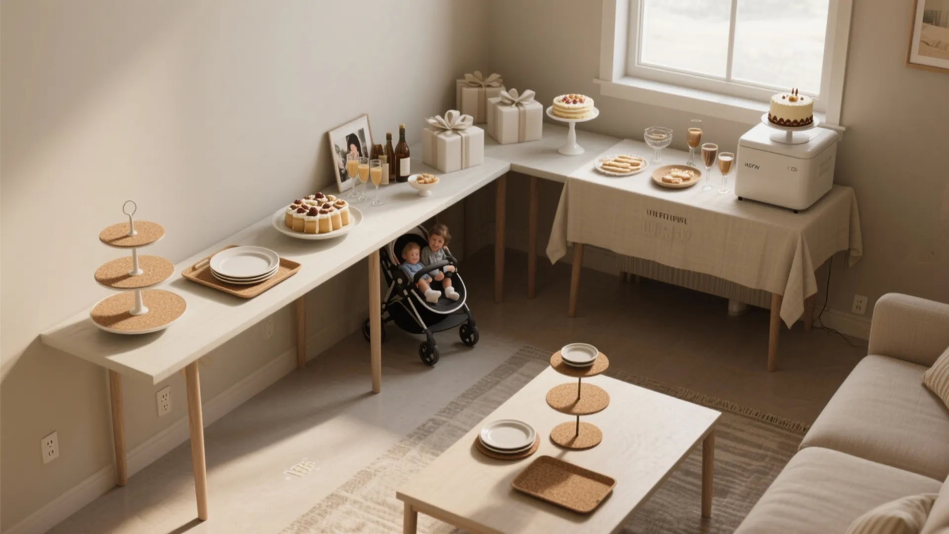 L-Shaped Dessert + Gift Station