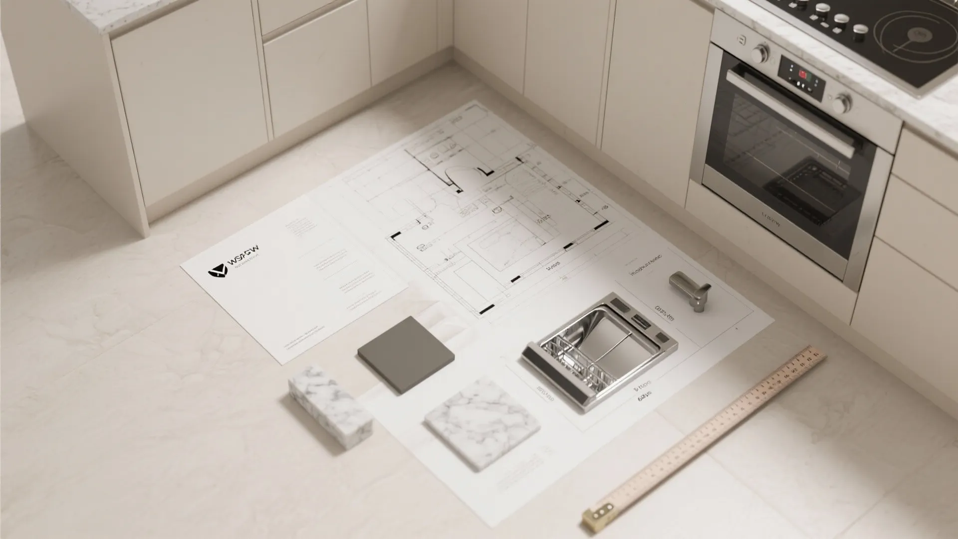 Compact L-shaped layout that frees counter space