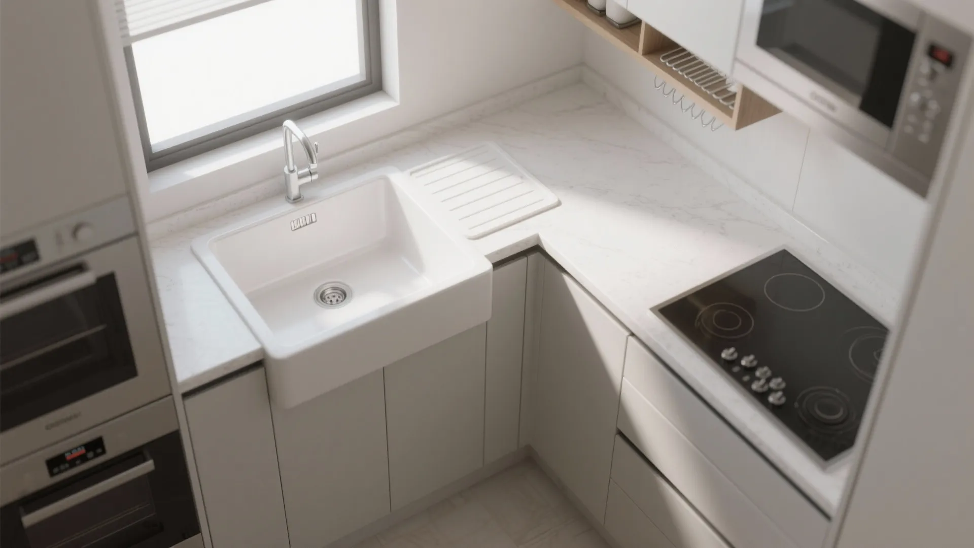 2. Compact L-shaped Layout with Integrated Prep Zone