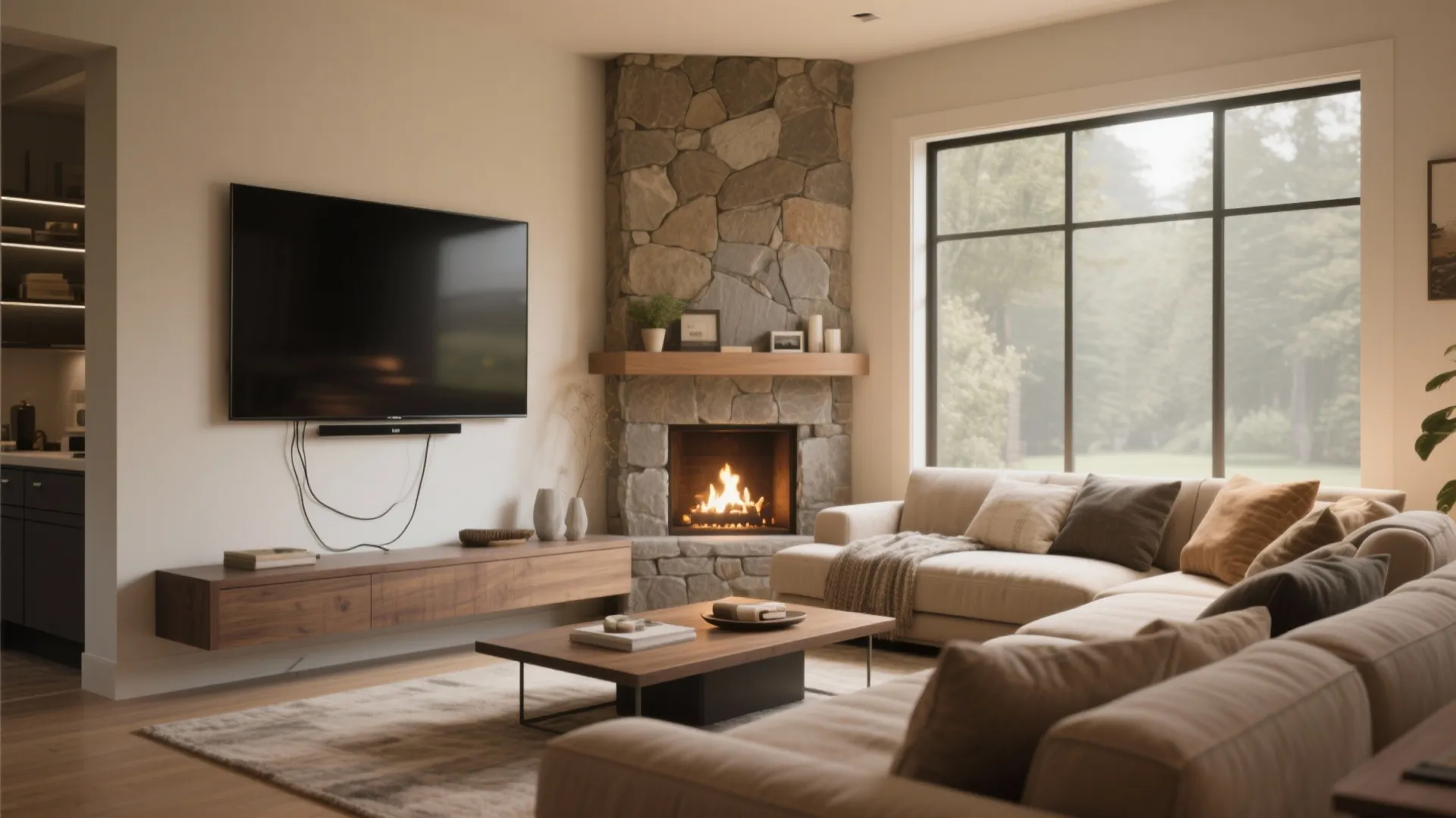 2. L-Shaped Comfort with a Floating TV