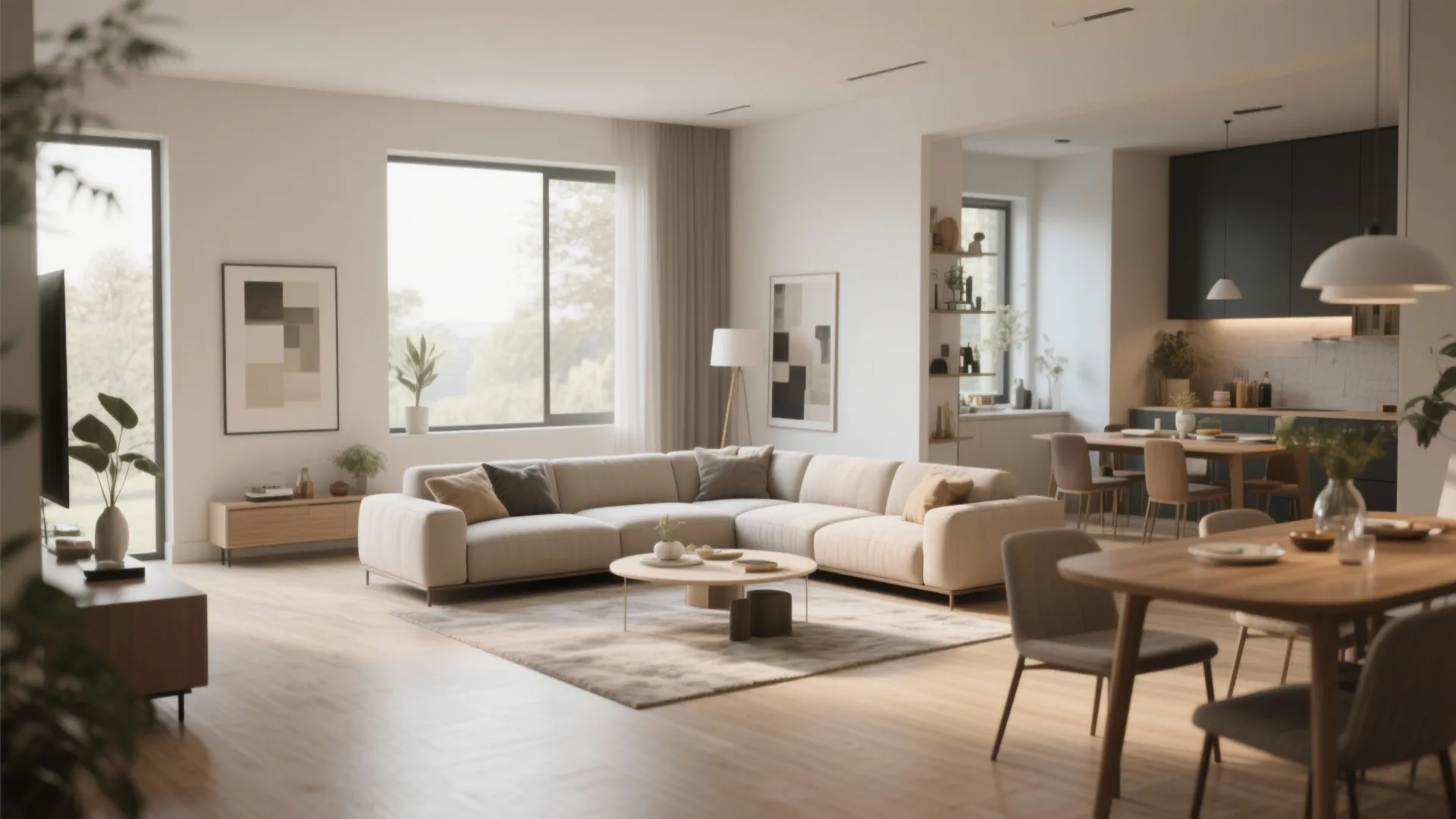 3. L-shaped sectional to define zones