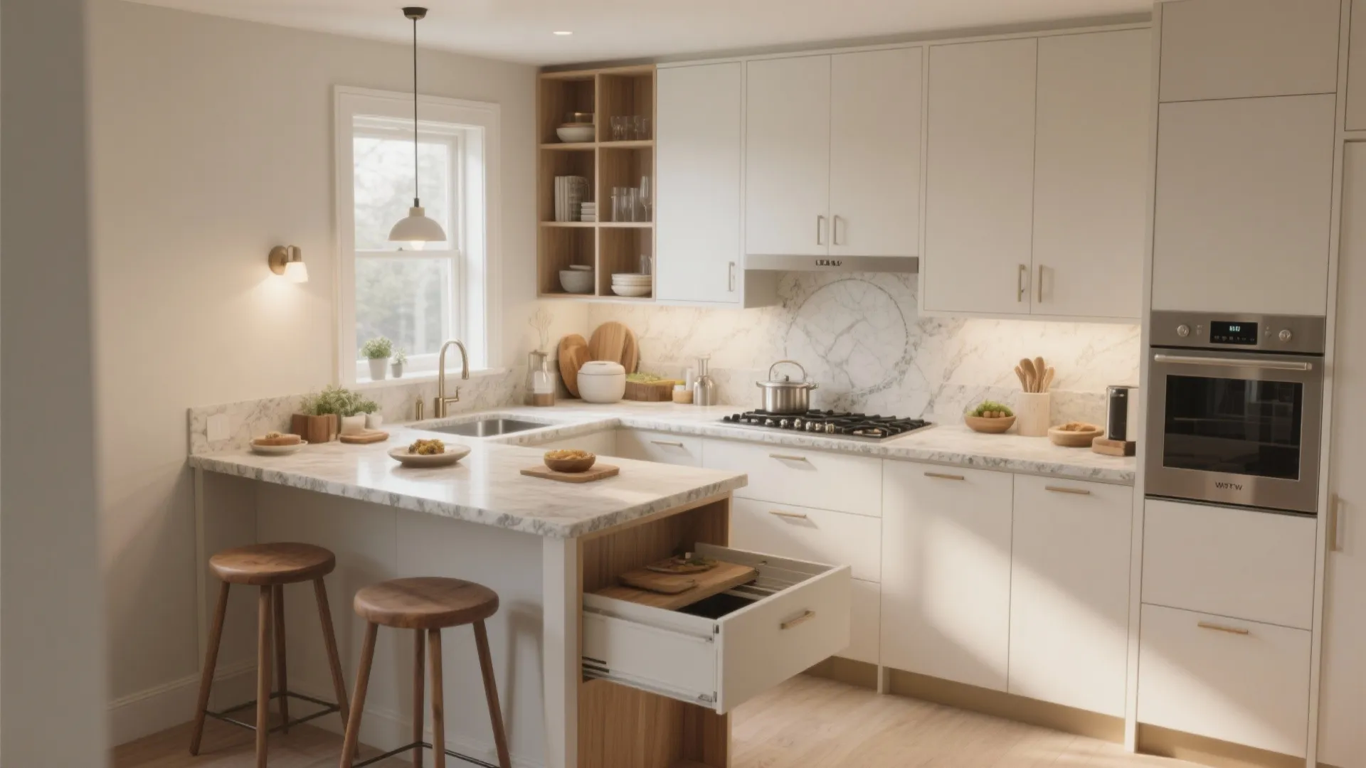 L-Shaped Kitchen for Social Cooking