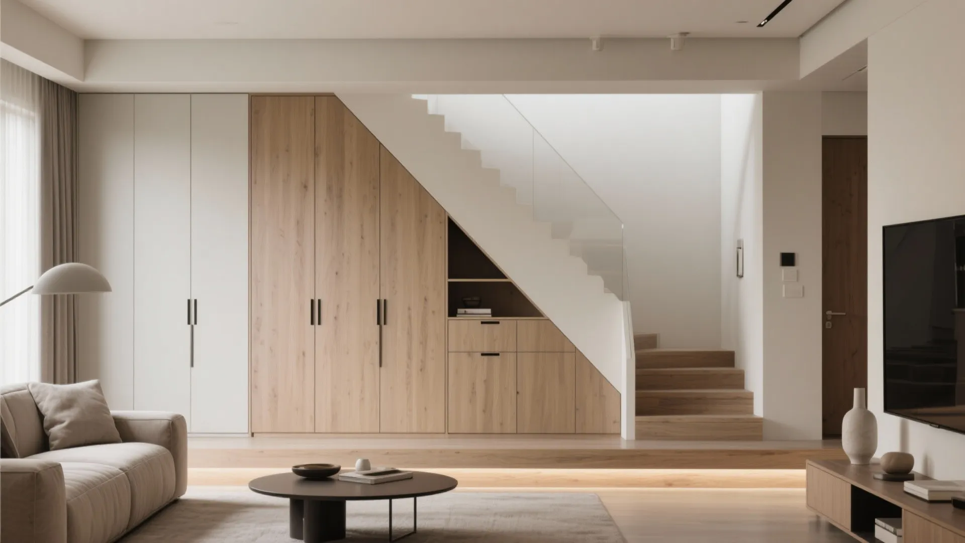 7. L-Shaped Stairs with Hidden Storage
