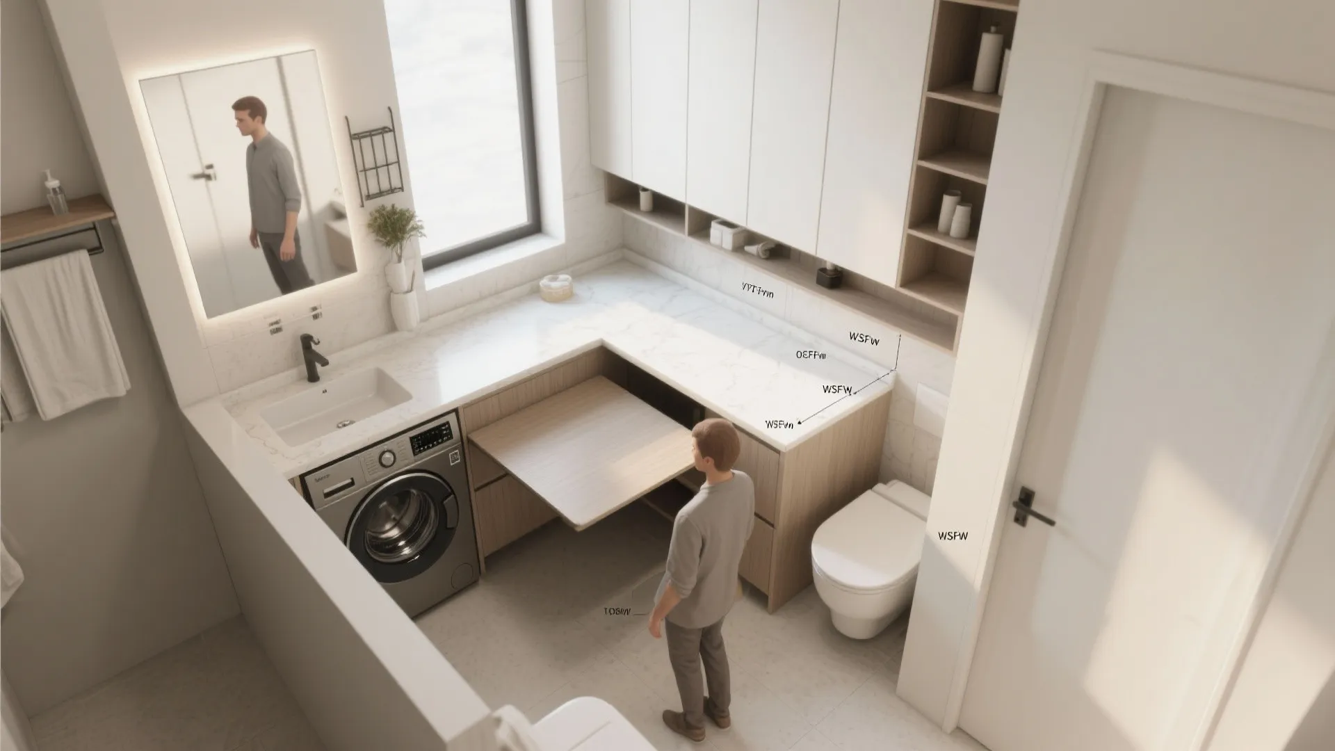 L-Shaped Layout to Free Countertop Space