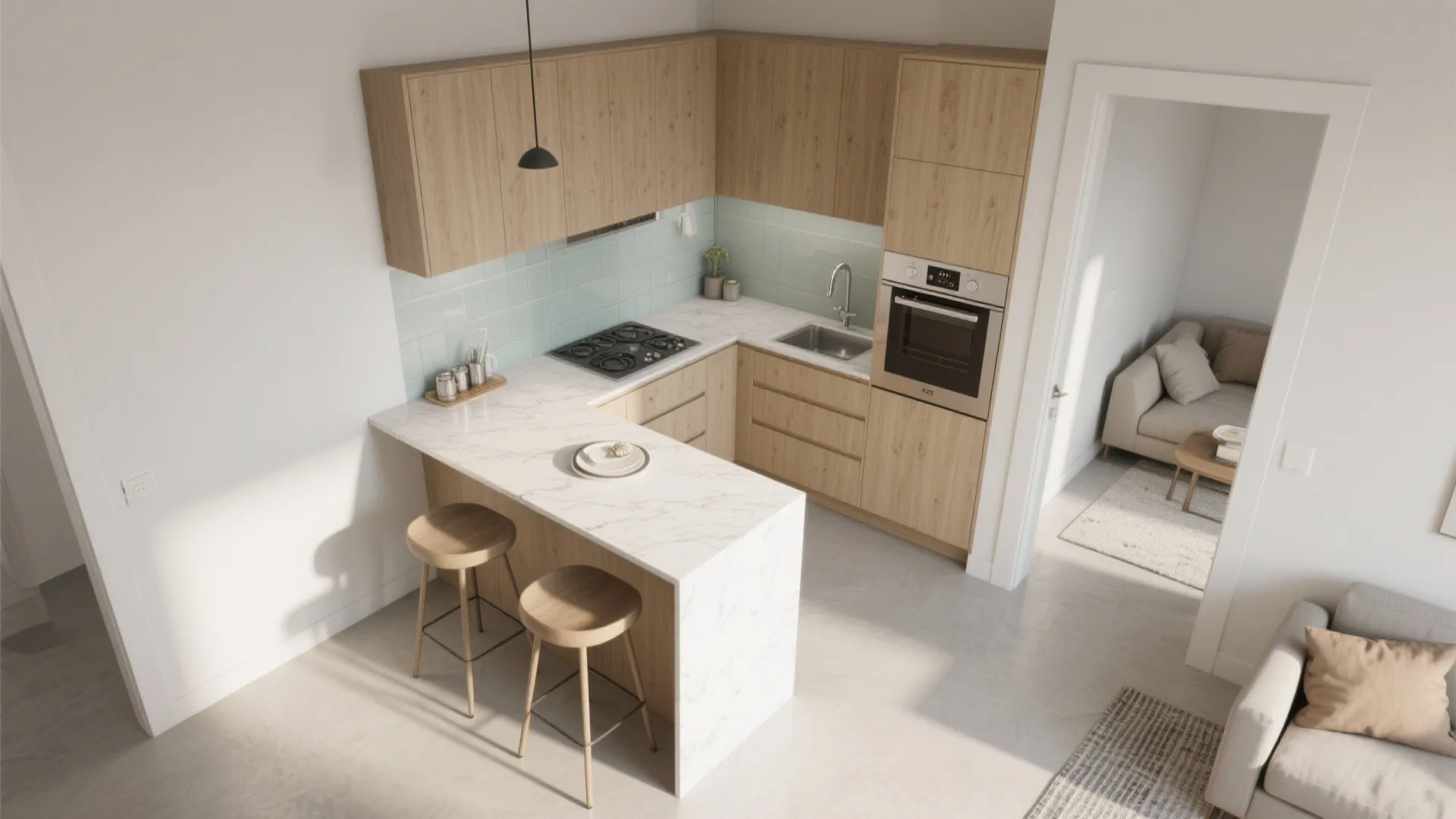 L-Shaped Micro Combo With a Slim Peninsula