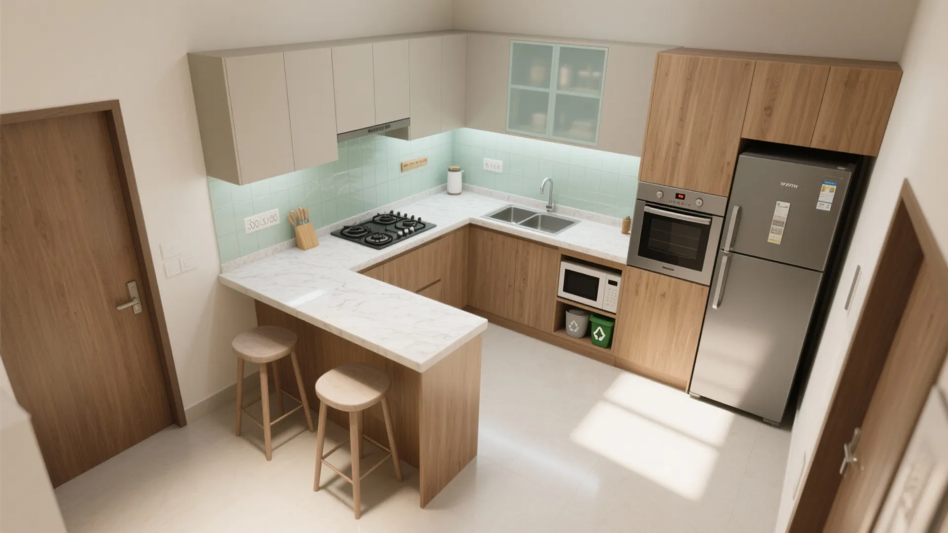 3) L-Shaped Kitchen that Doubles as a Social Hub