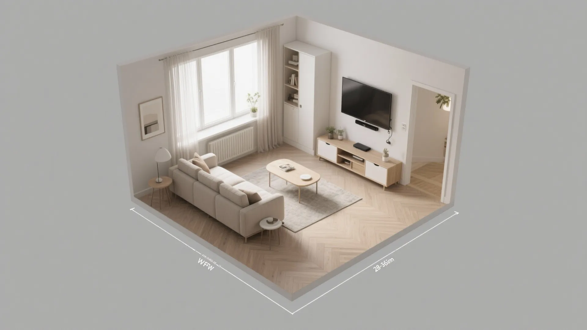 Corner TV + L-Shaped Seating Flow