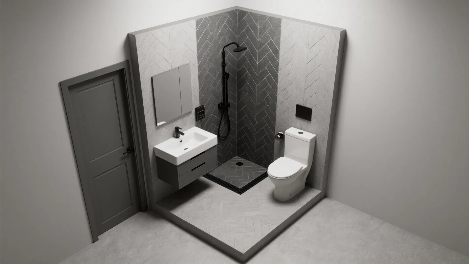 L-shaped micro layout with slate zones