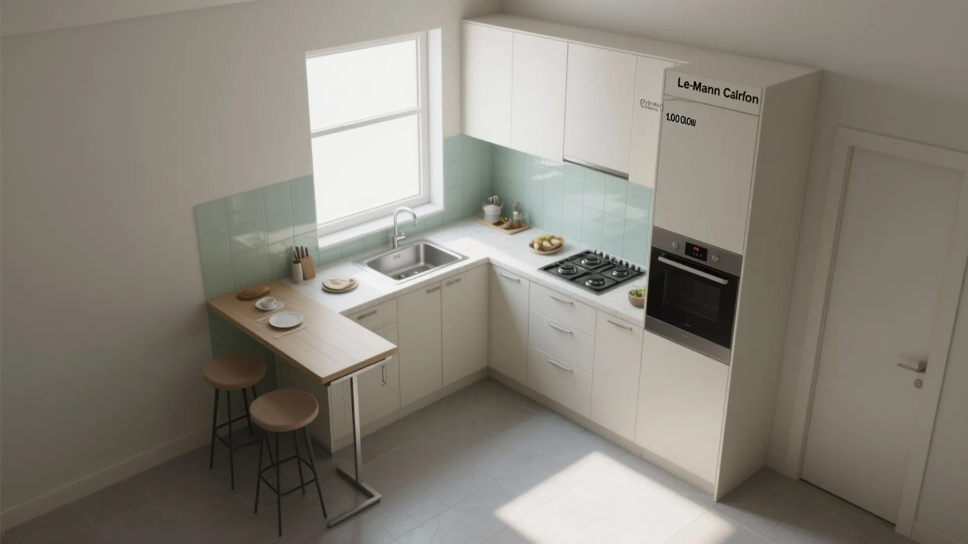 L-shaped small kitchen layout