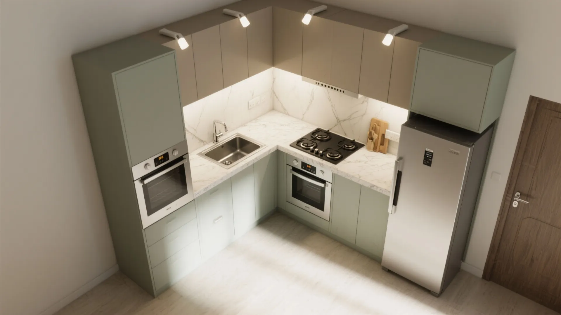 L-Shaped Small Kitchen Layout