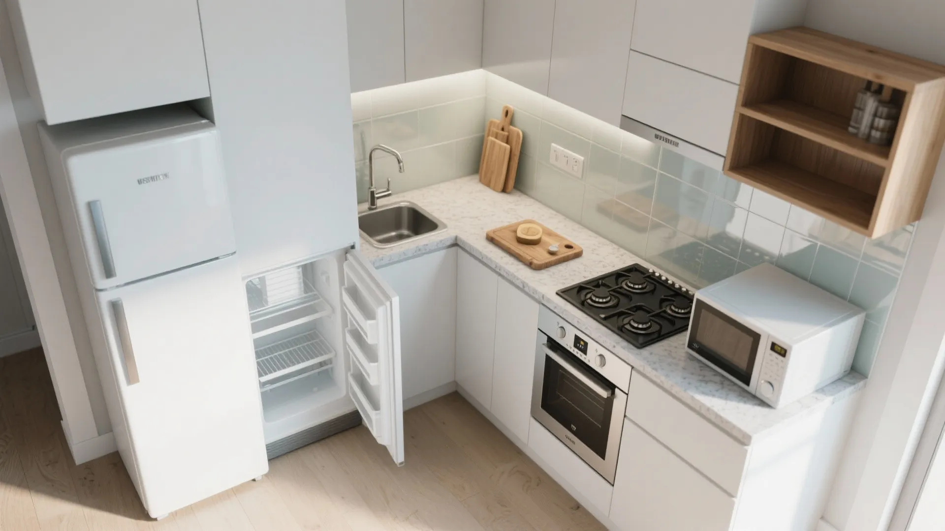 L-shaped small kitchen layout