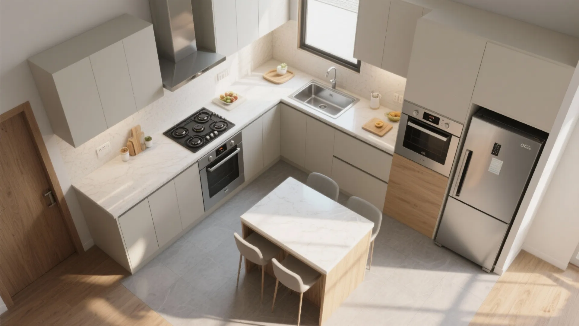 L-shaped kitchen layout for smarter workflow