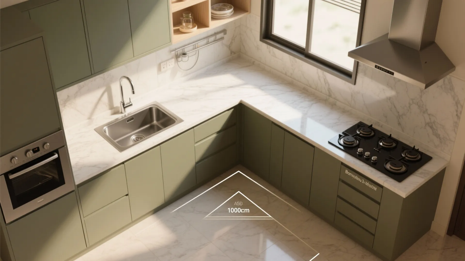 L-Shaped Kitchen Layout, More Counter Space