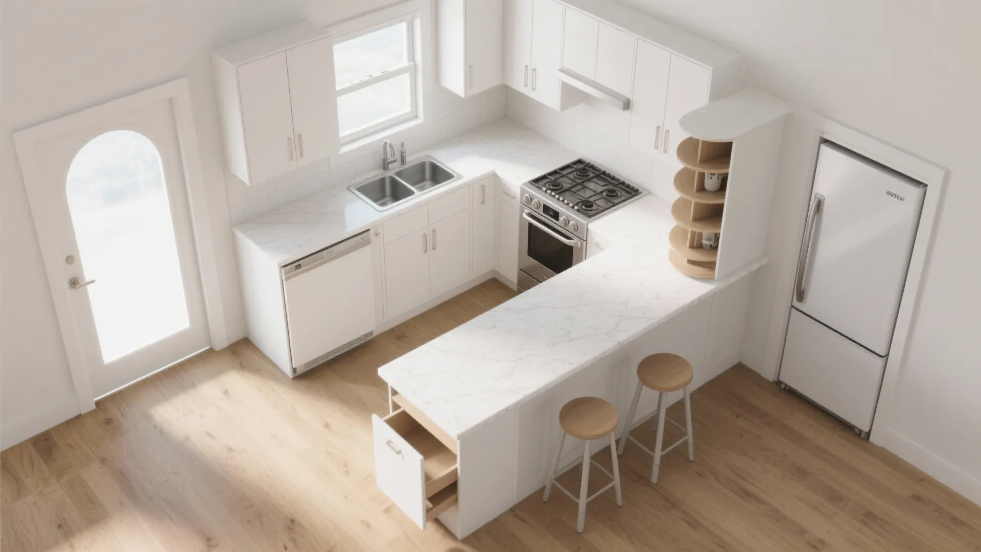 L-Shaped Small Kitchen Layout