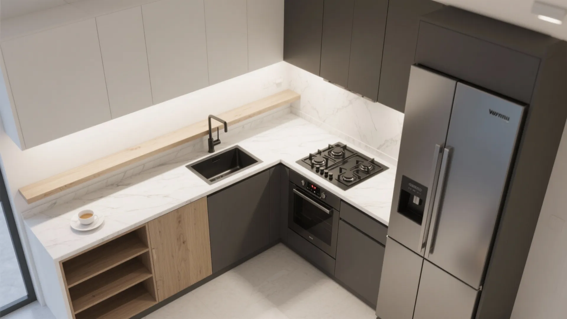 Optimized L-Shaped Layouts In Compact Kitchens