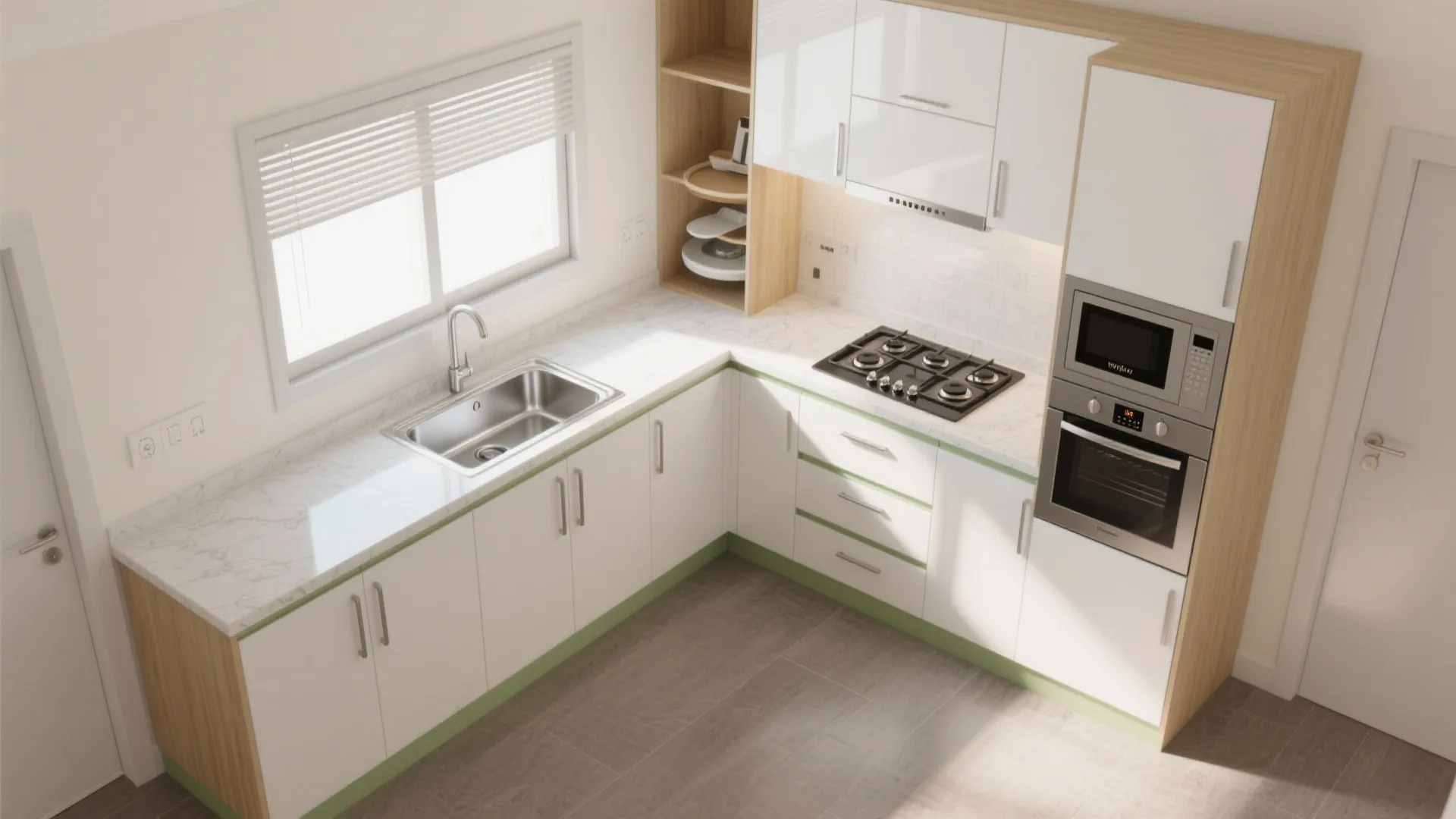 L-shaped small kitchen layout