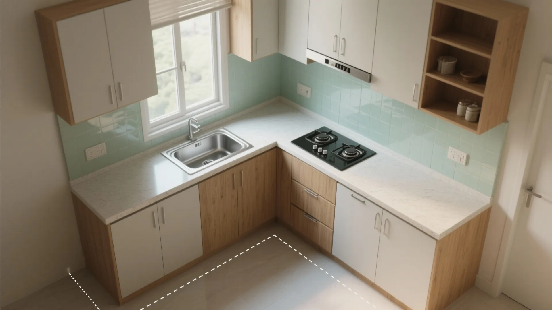 L-Shaped Kitchen for 1 BHK