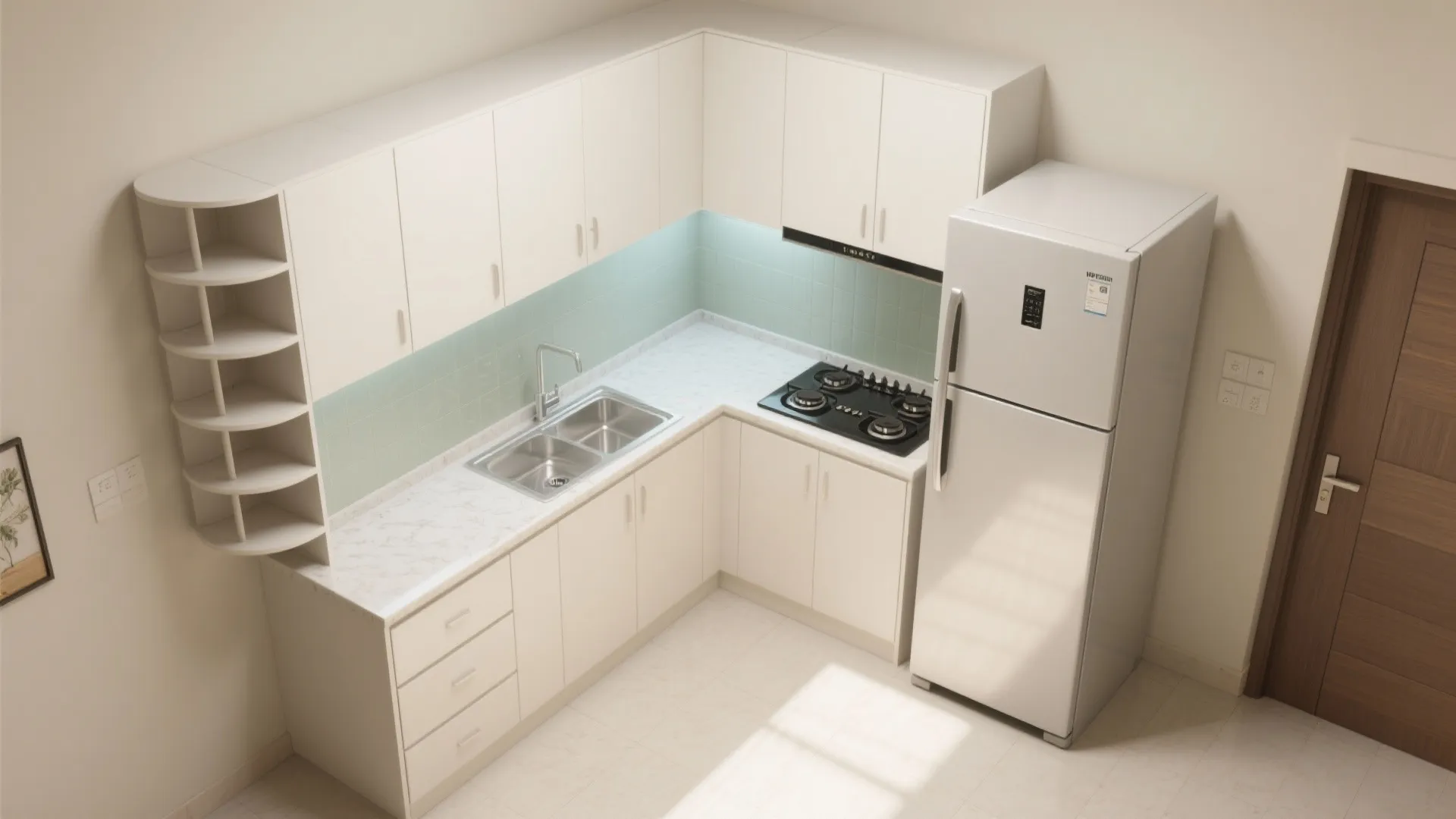 L-Shaped Layout in a Compact Kitchen