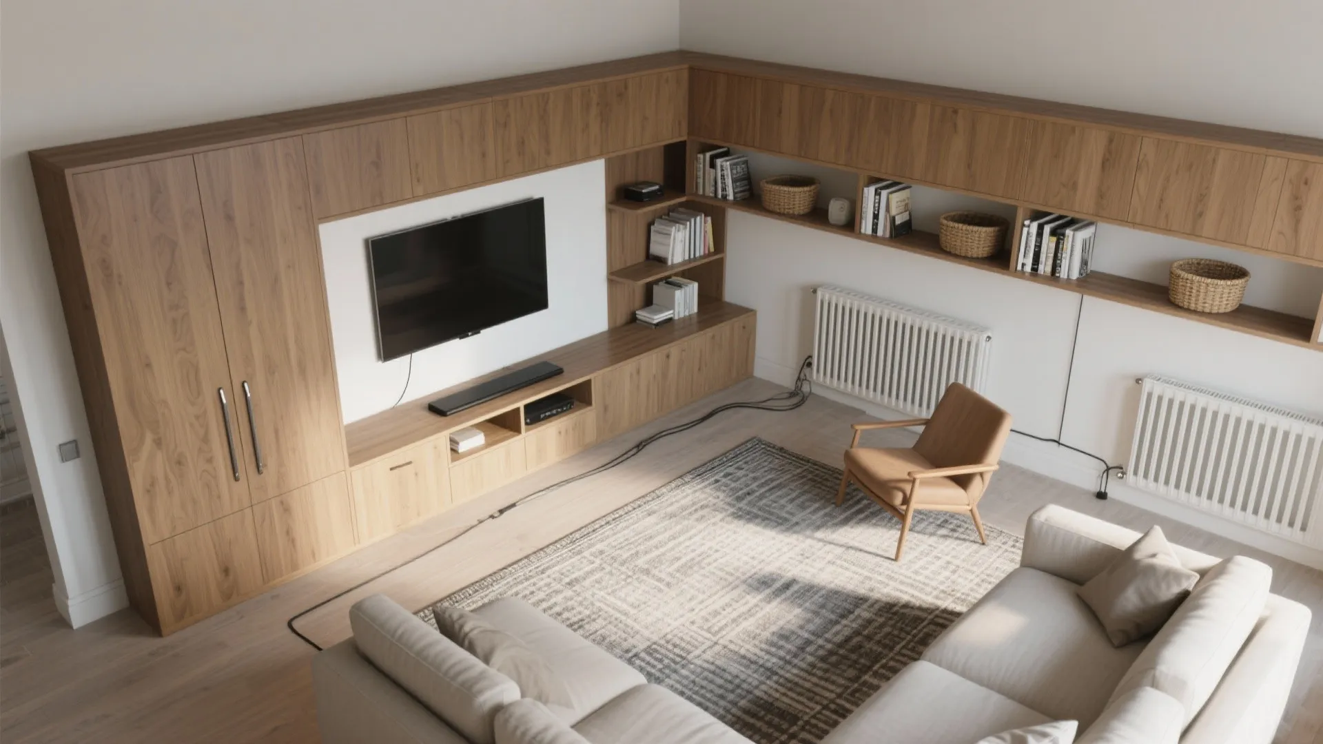 L-Shaped Corner Media and Shelving