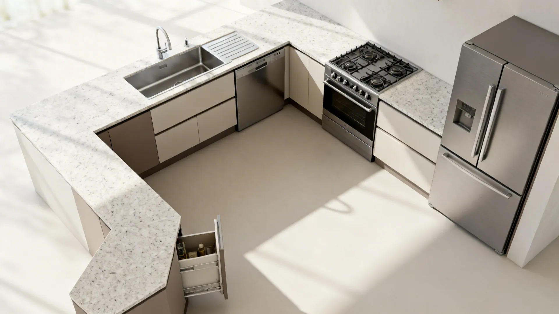 L-Shaped Layout with Defined Work Zones