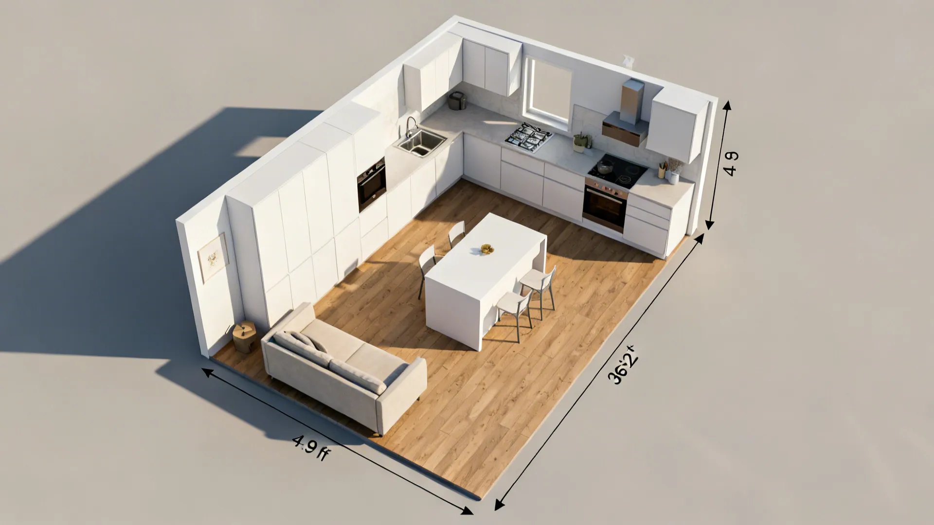 L-shaped layout to unlock flow