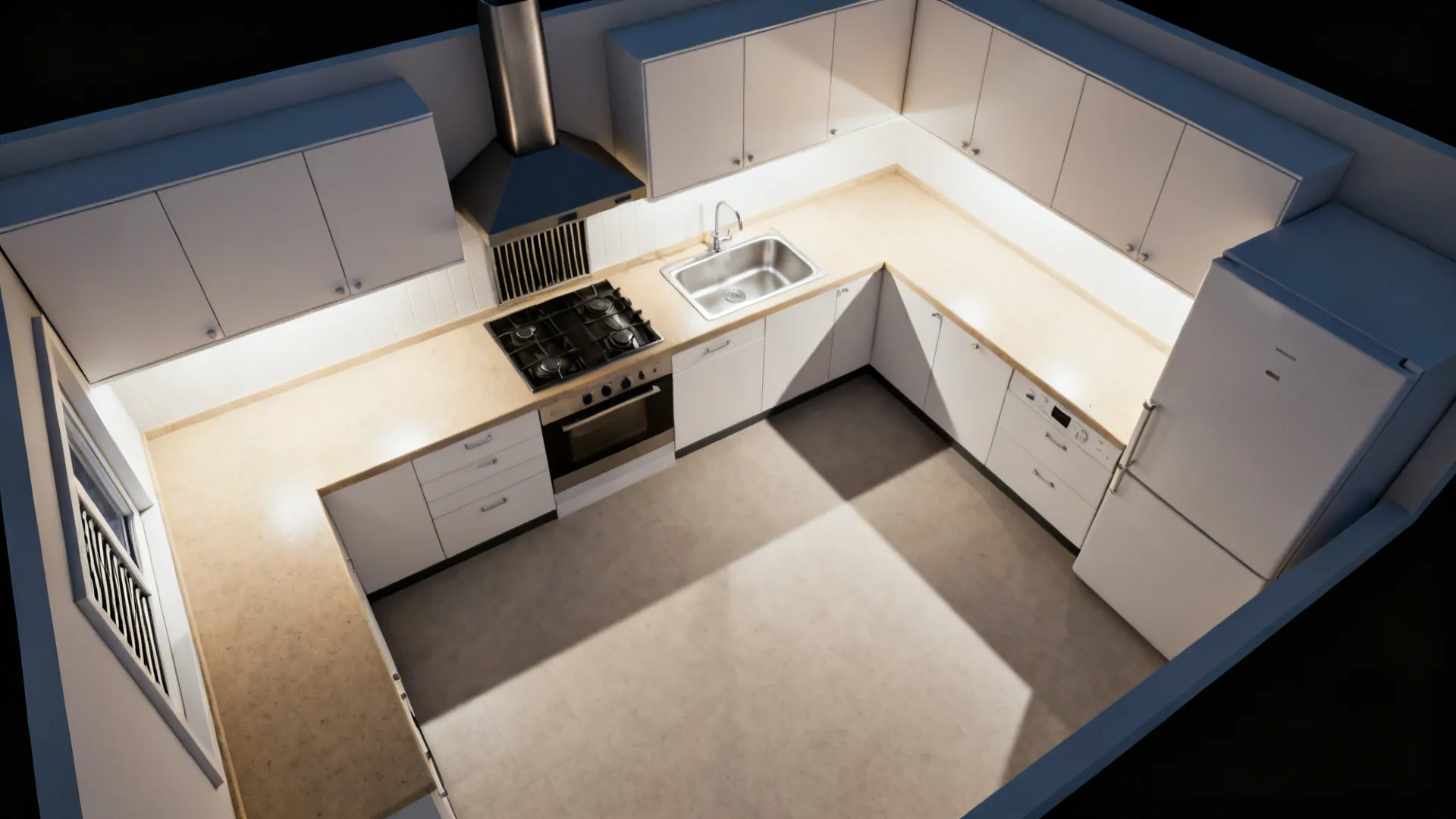 L-Shaped Work Triangle with Side-Grill Intake