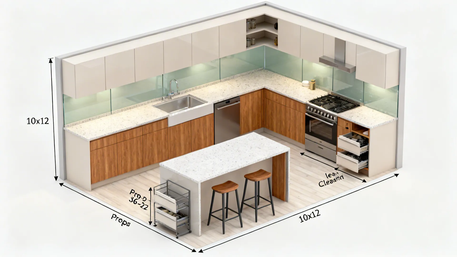 L-Shaped Workflow with a Slim Island
