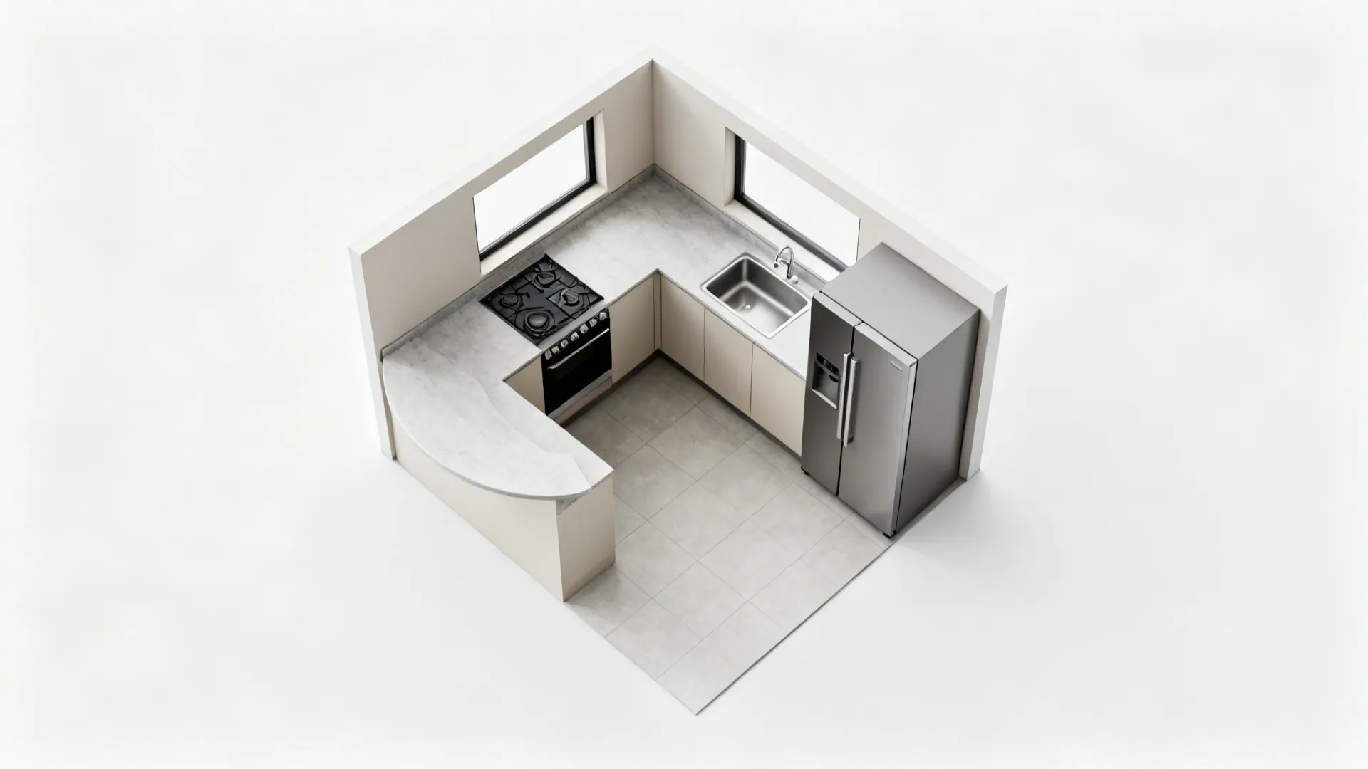 L-Shaped Layout with a Breakfast Ledge