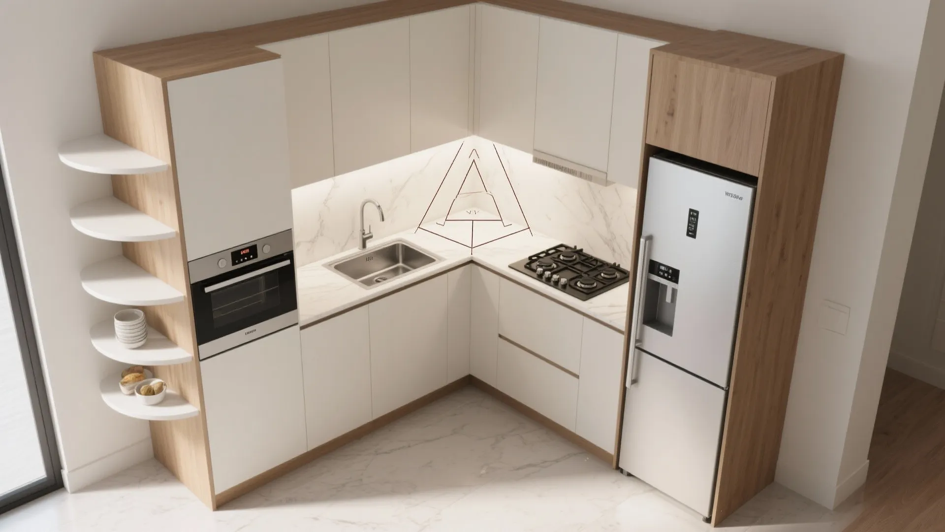 L-Shaped Layout to Maximize Counter Space