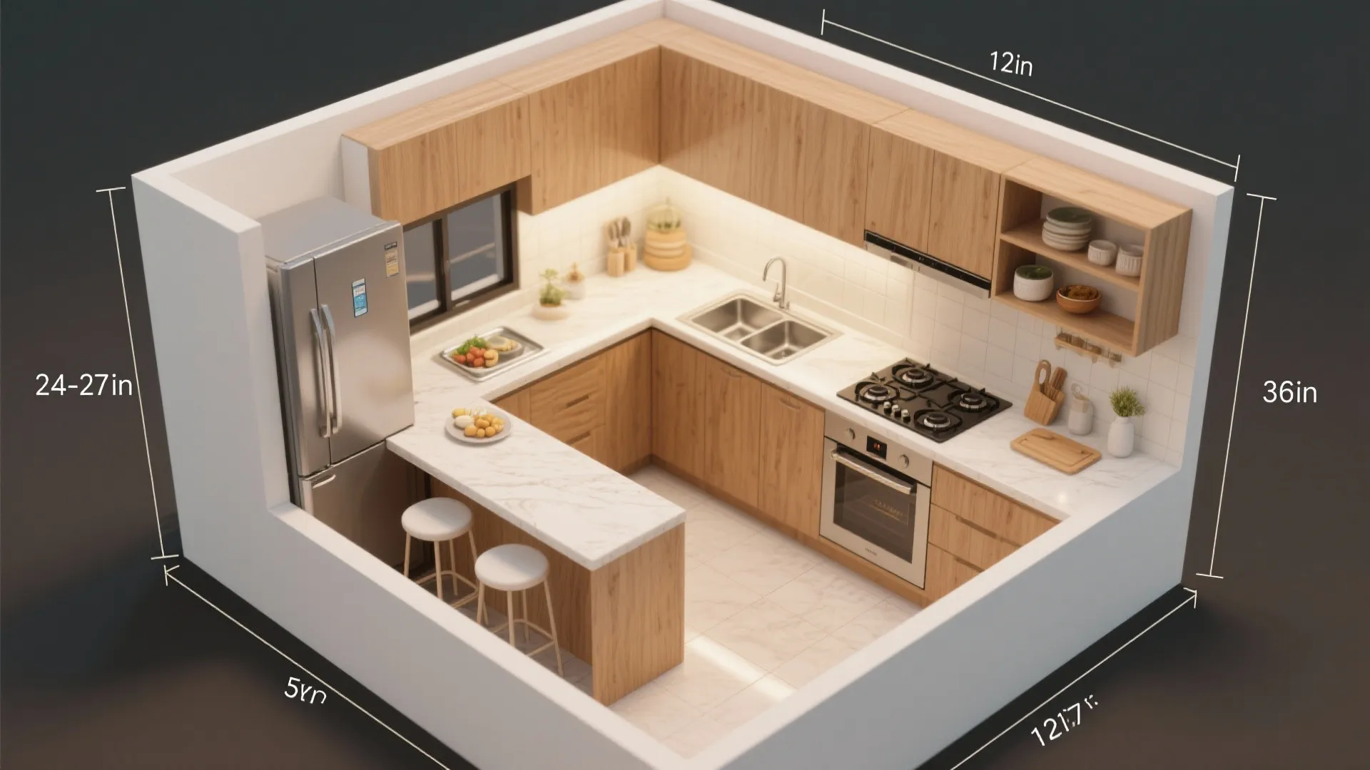 L-Shaped Kitchen That Doubles as Breakfast Nook