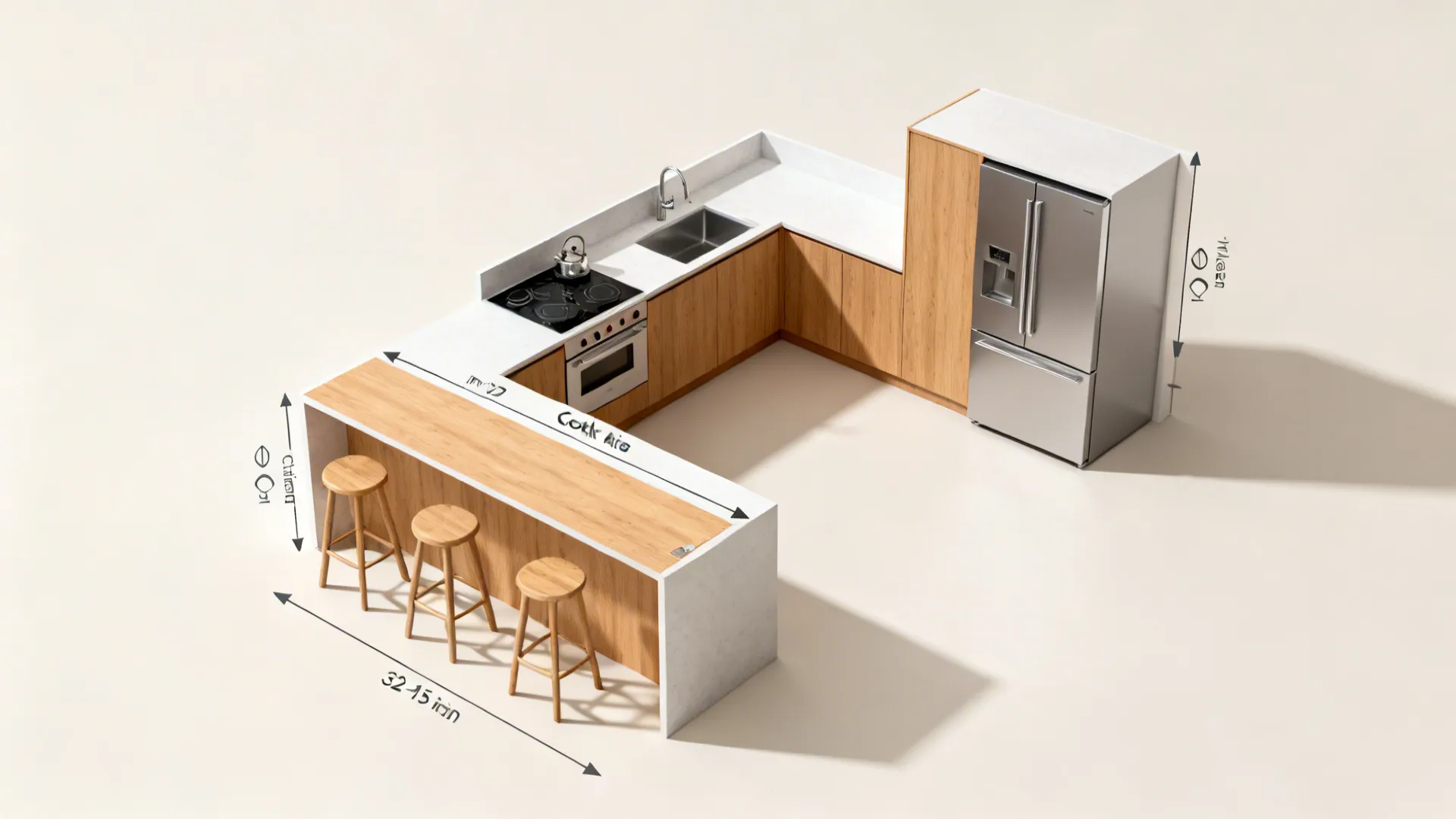 Idea 3: L‑Shape + Compact Peninsula Breakfast Bar