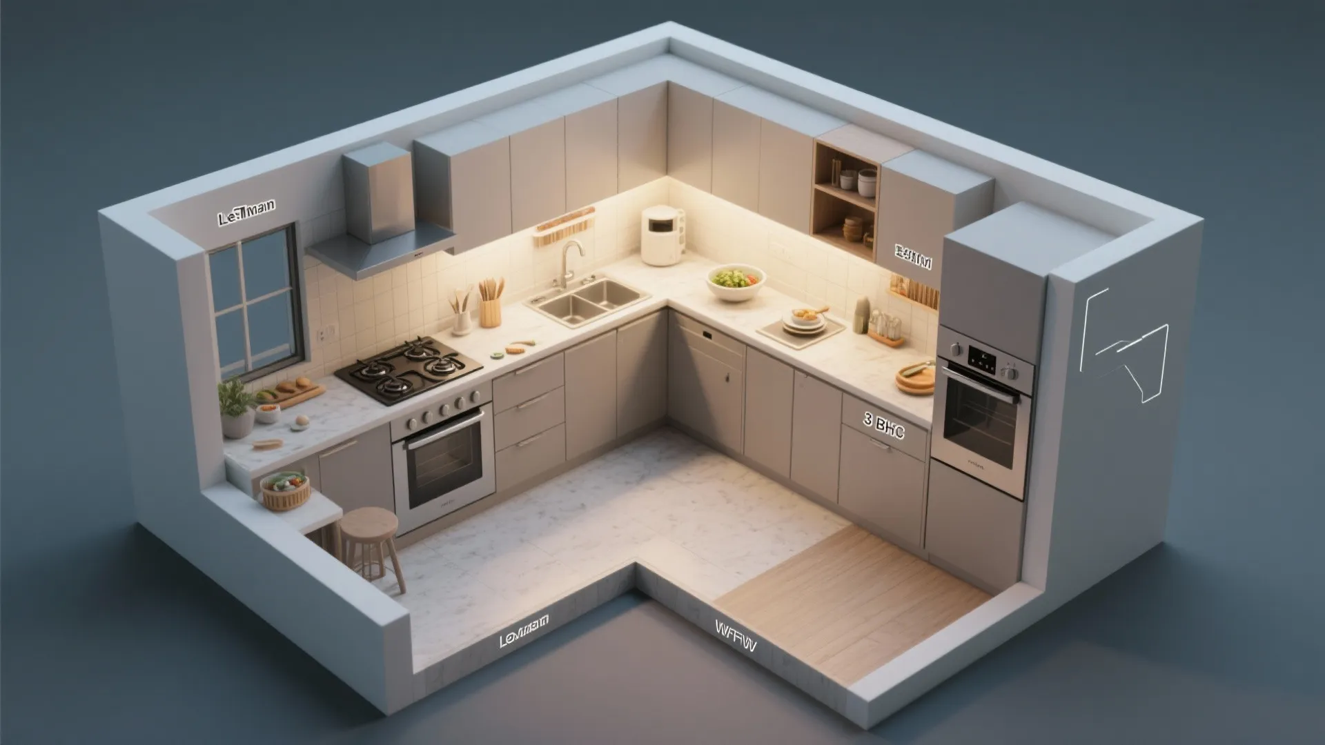 L-Shaped Kitchen to Free Counter Space