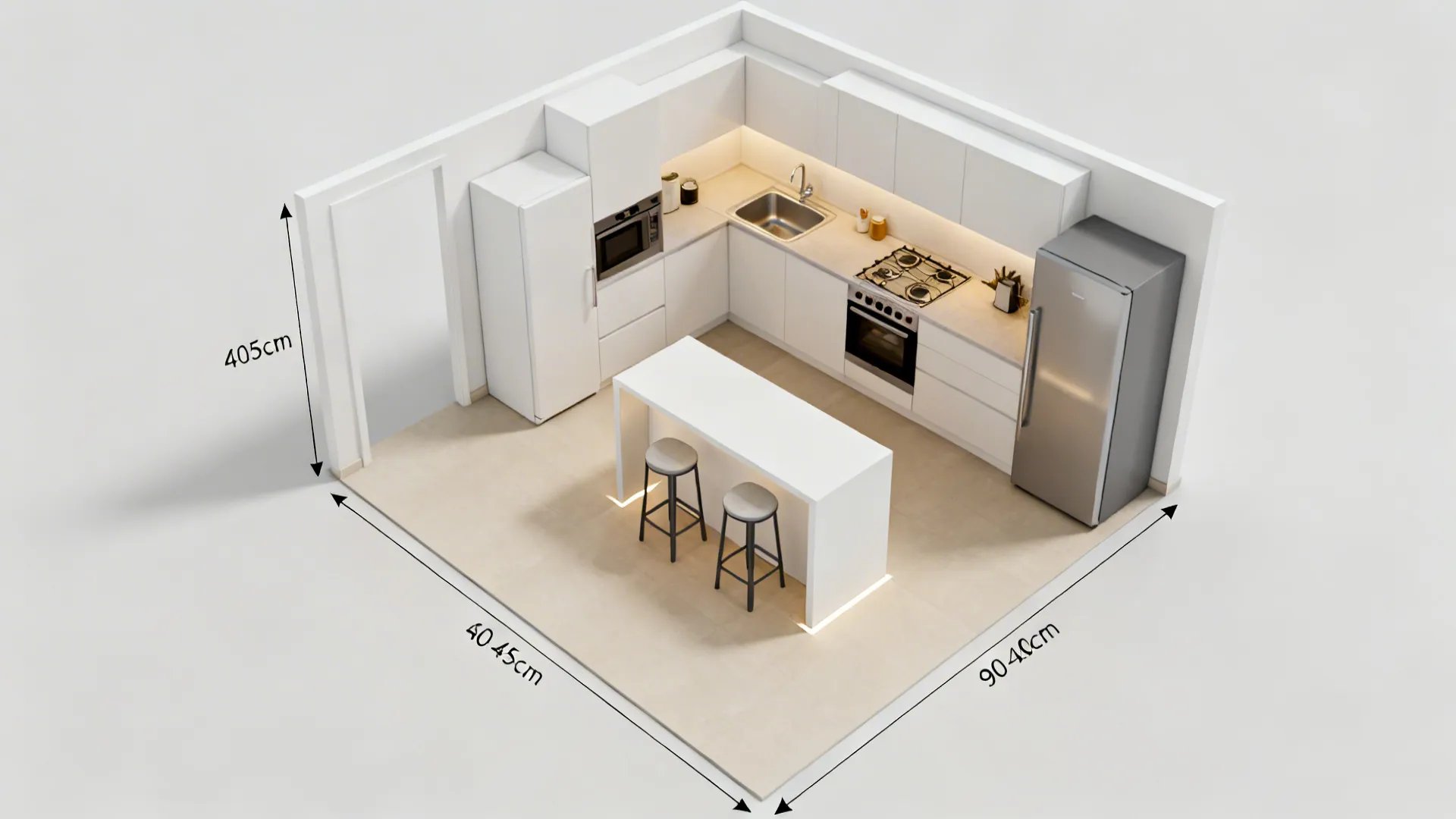 2) L-Shaped Layout with a Slim Peninsula