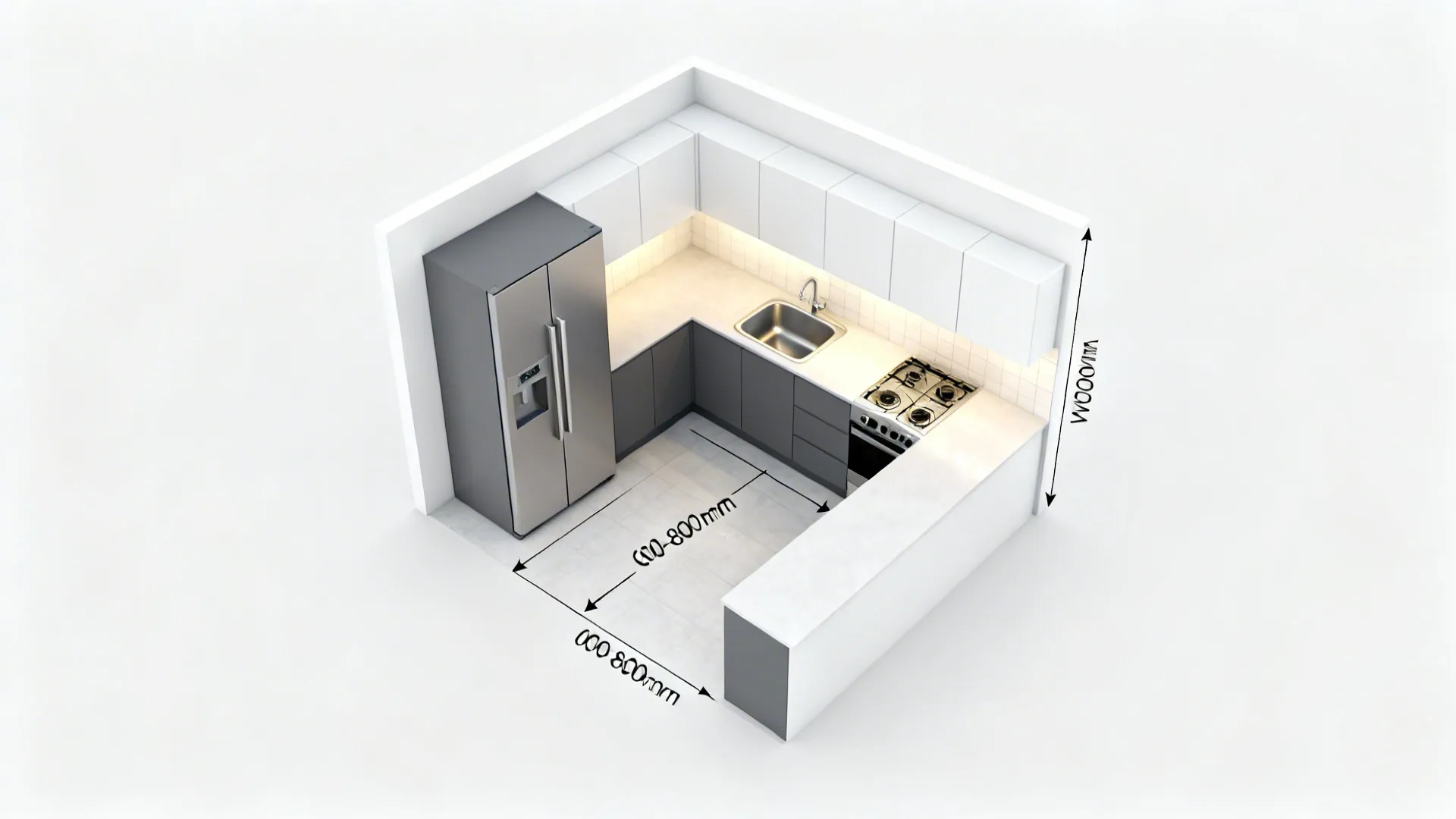 Idea 5: Compact L-Shape with Tall Pantry and Satin Finish