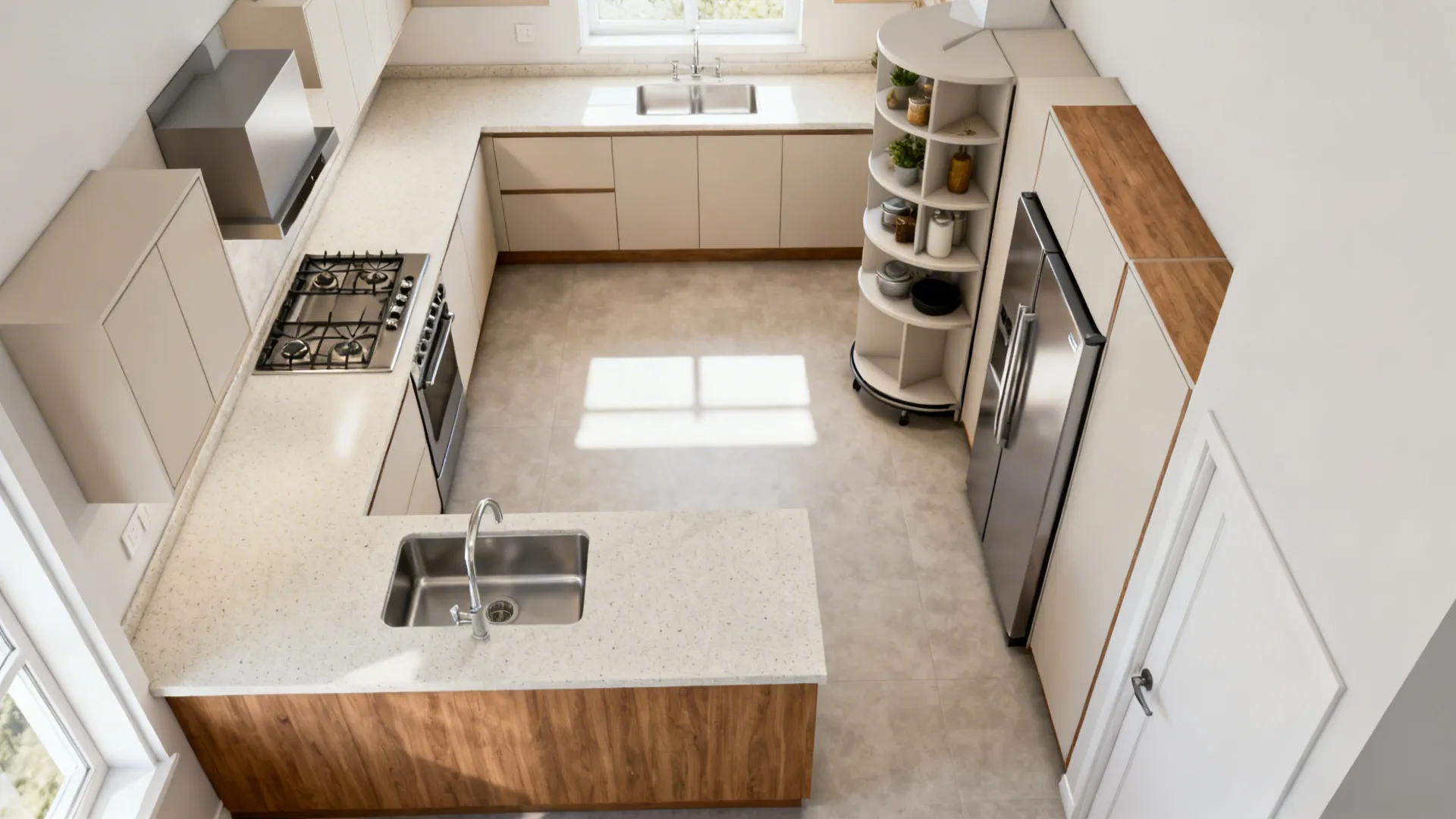 L-Shaped Layout to Maximize Countertop