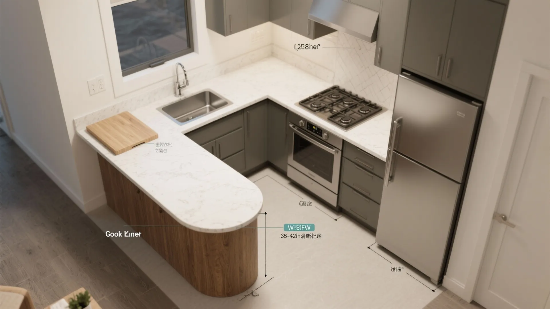 L-Shaped Layout with a Prep Peninsula