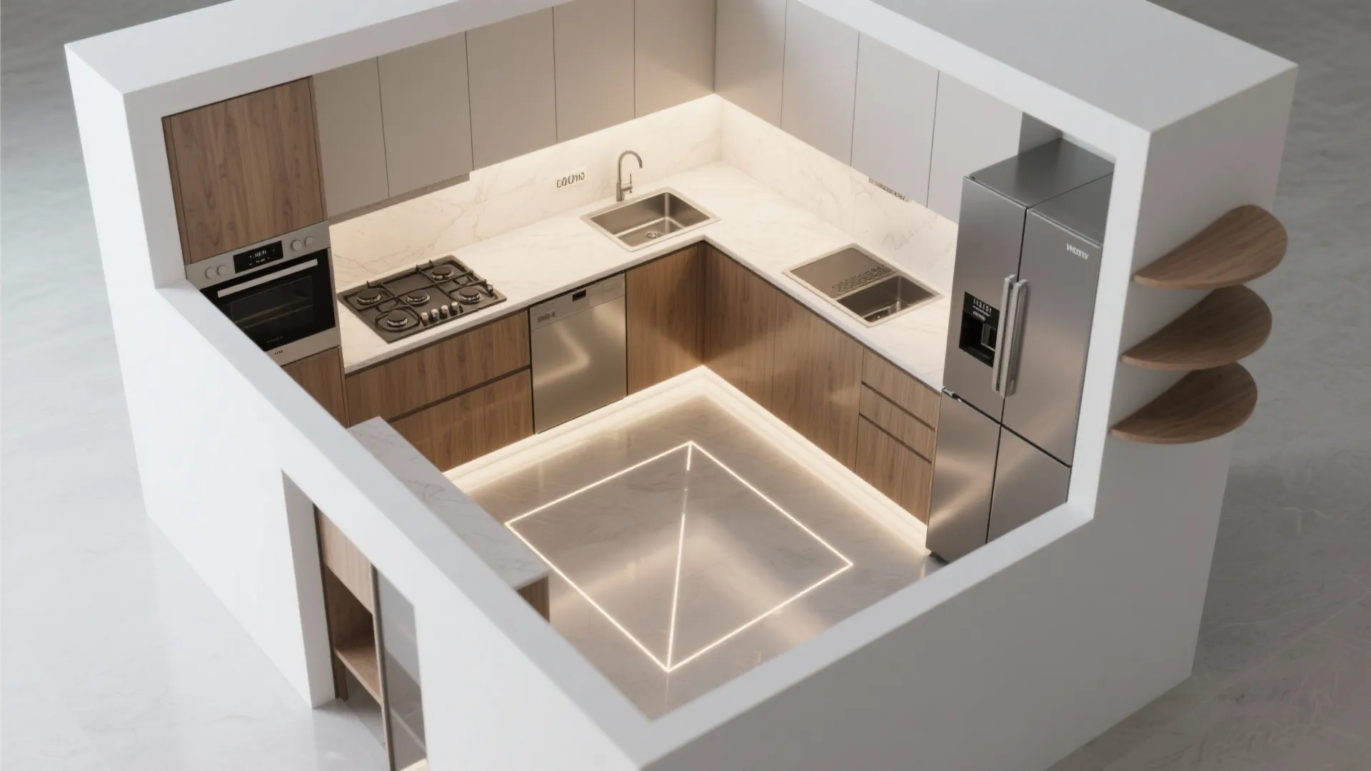 Ergonomic L-shaped work triangle