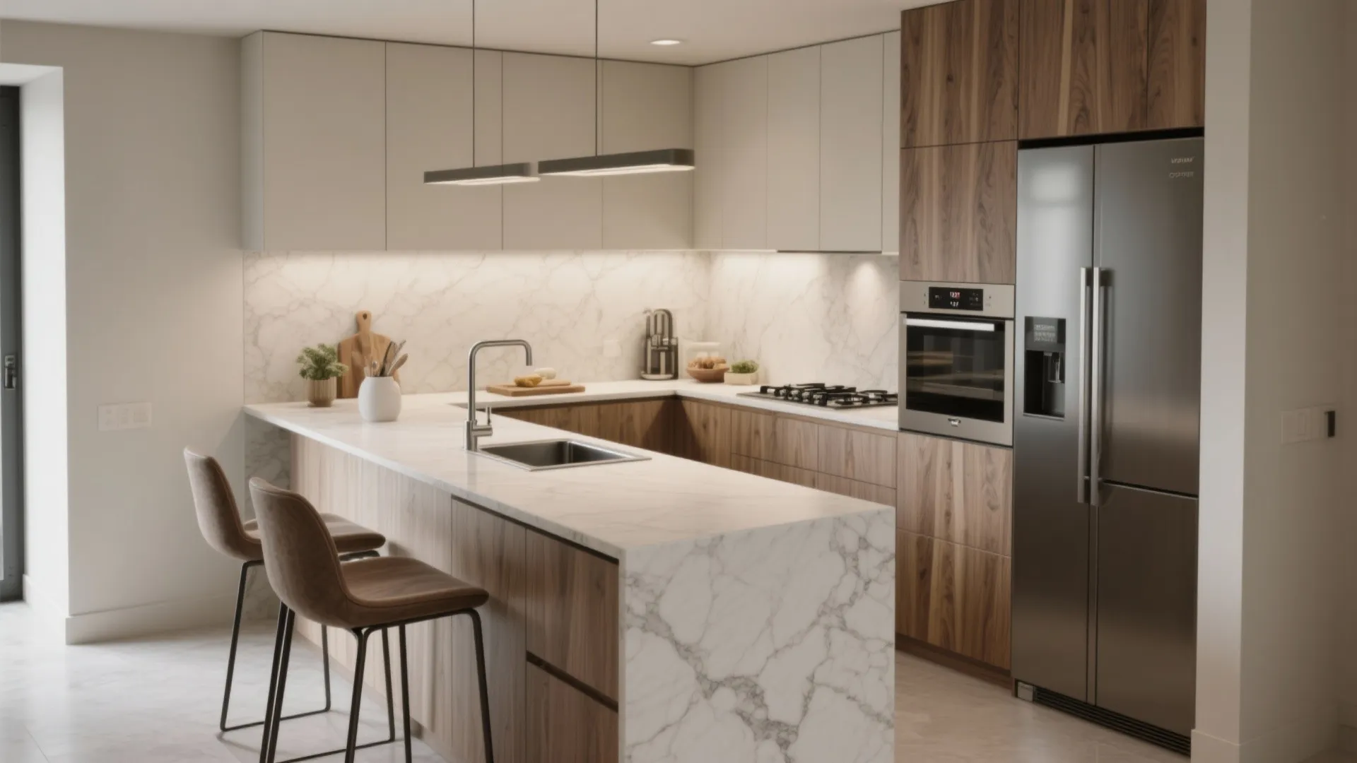 Compact L-shaped layout that feels grand