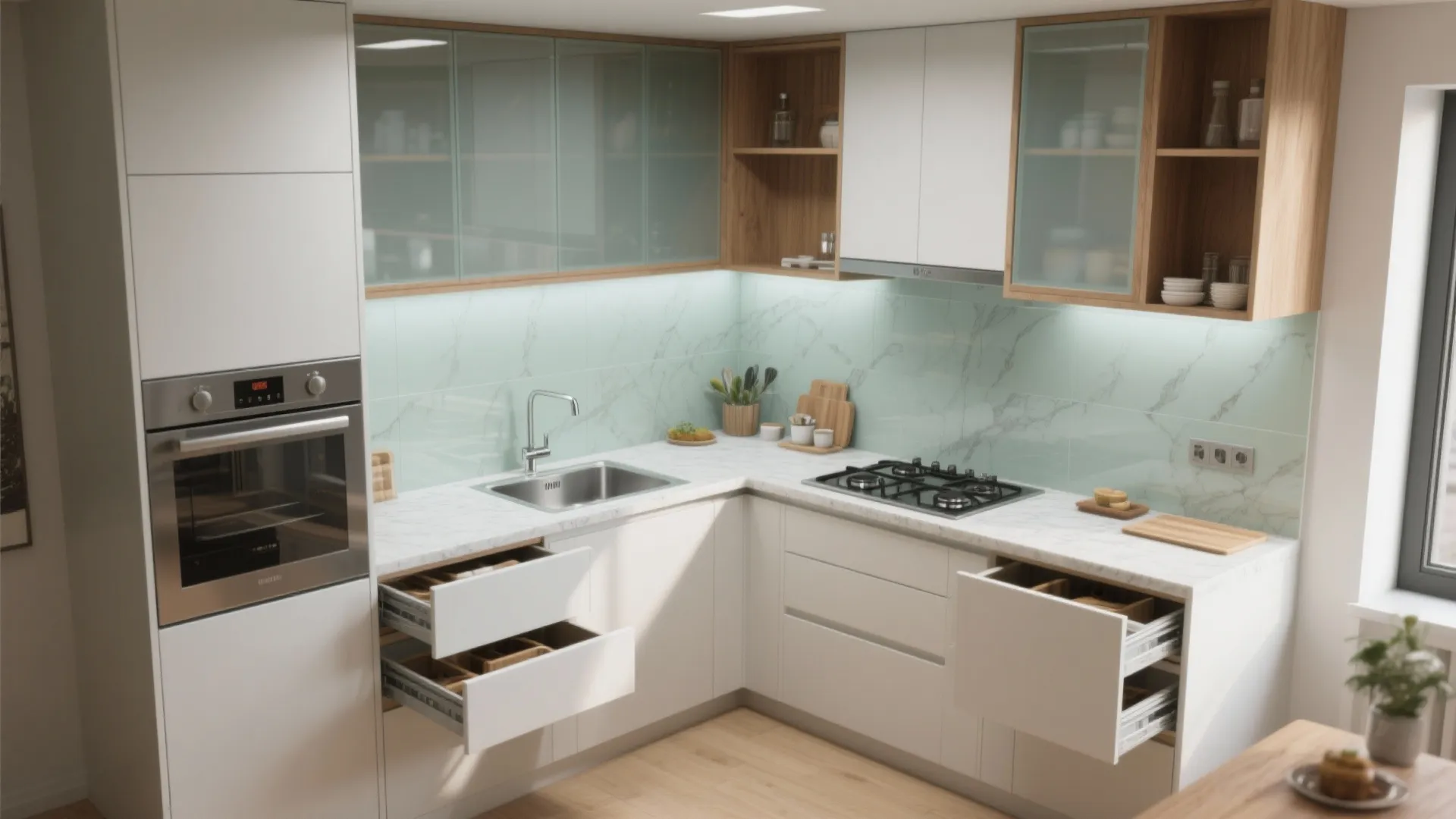 L-Shaped Small Kitchen Layout