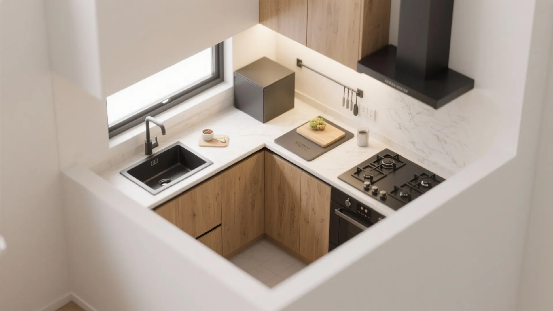 Compact L-Shape With a Movable Block