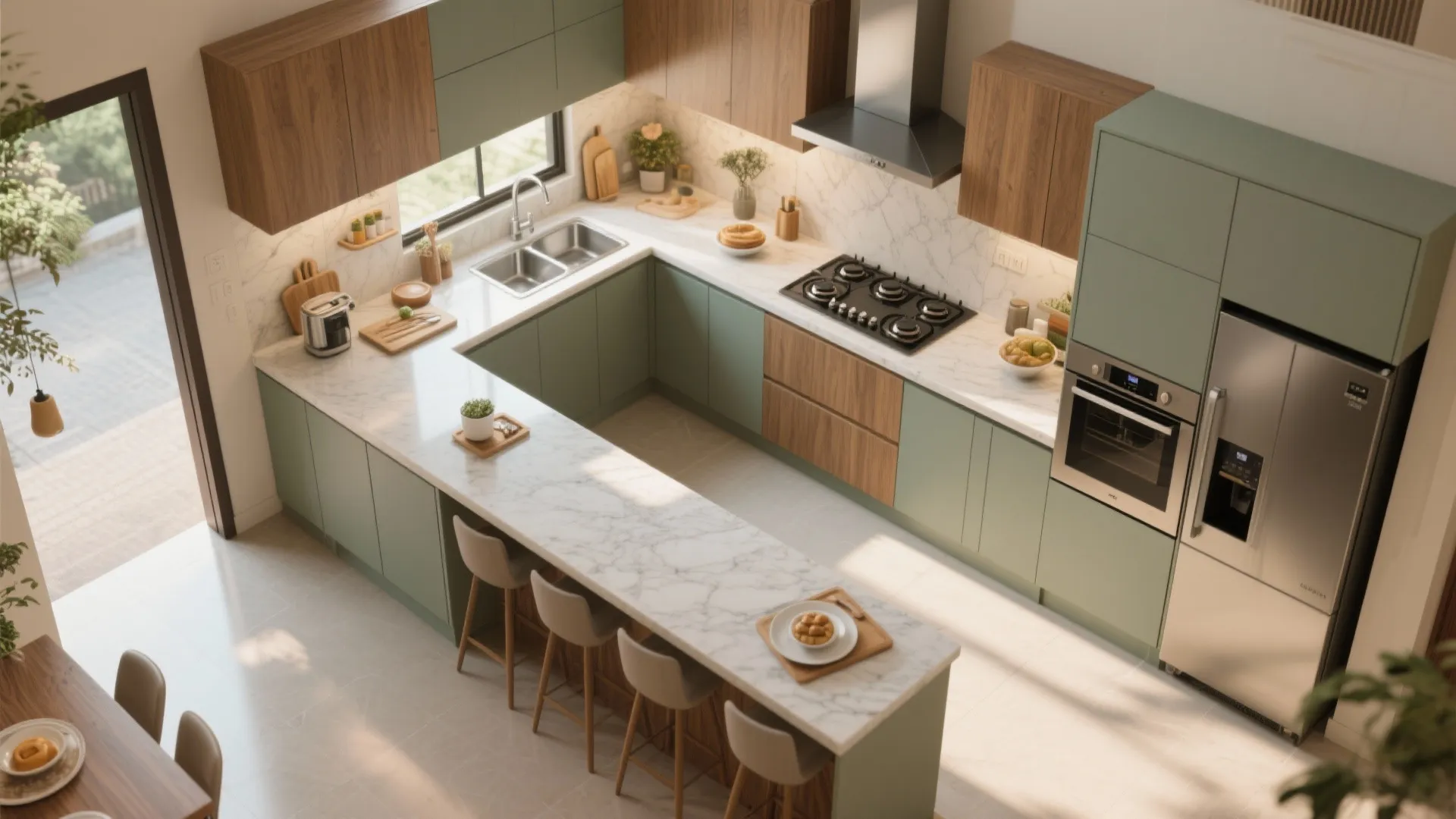 Smarter L-shaped kitchen zoning