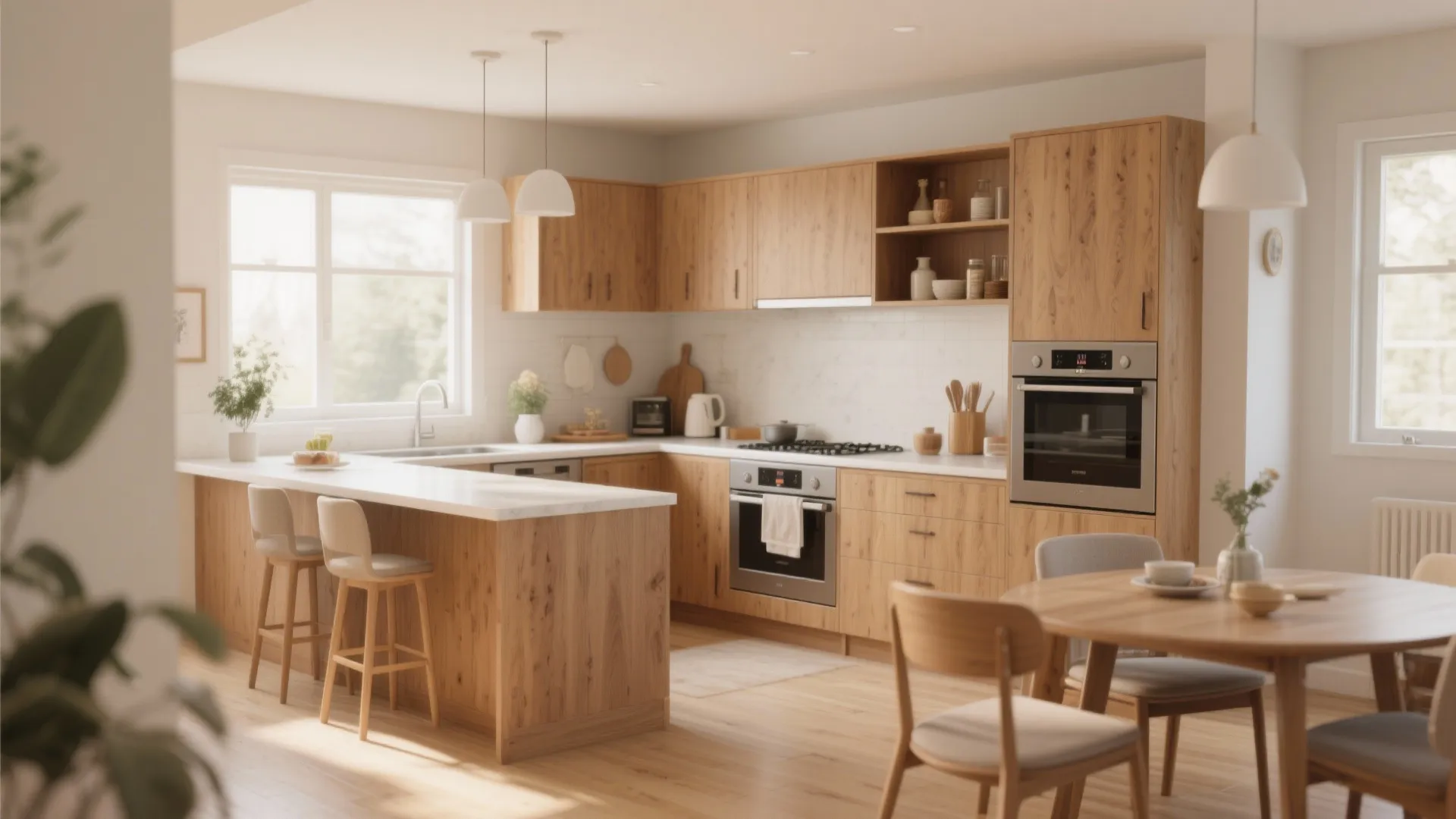 L-shaped Kitchen Layout to Free Living Room Space