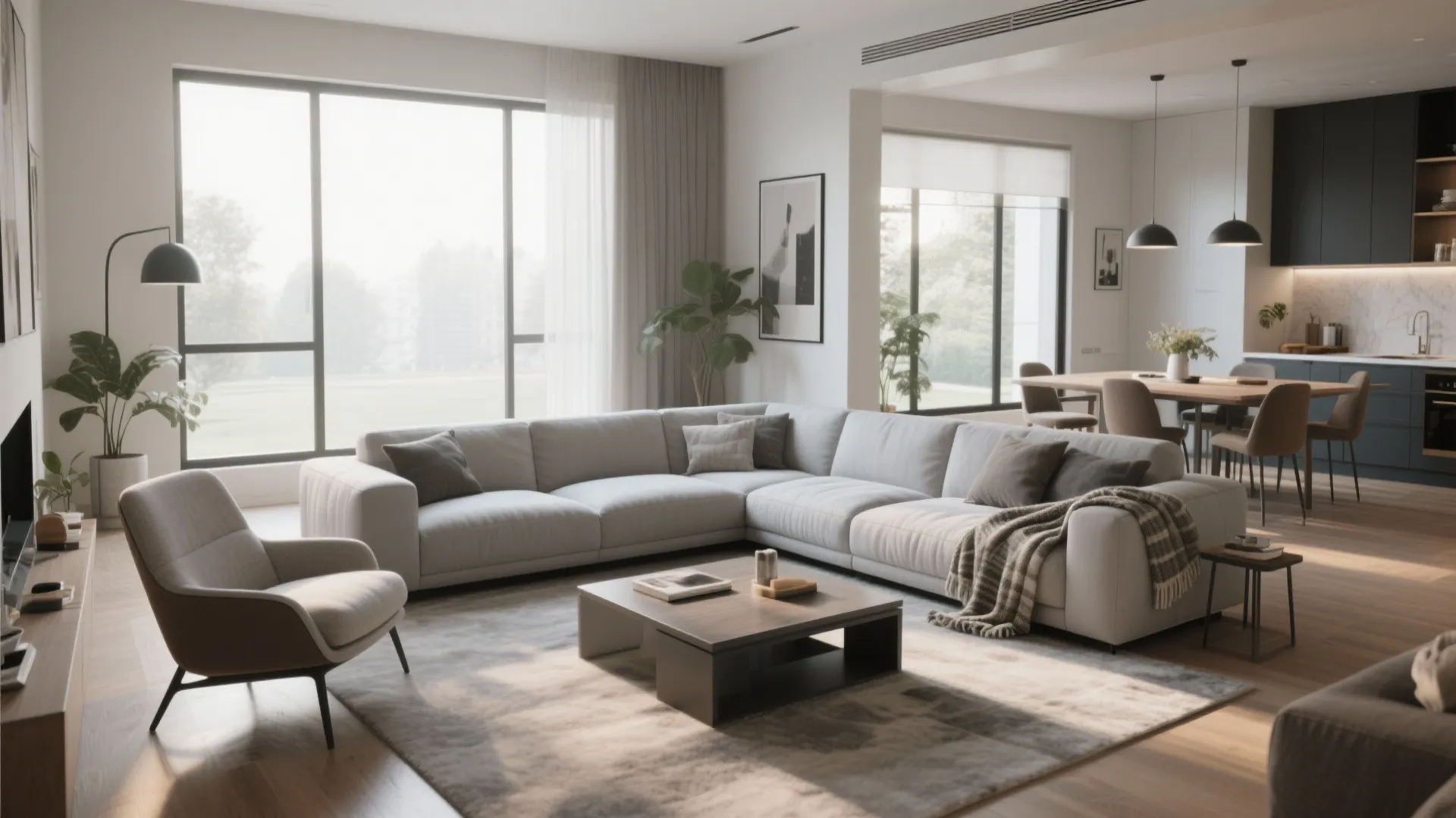3. L-Shaped Sectional with Accent Chair