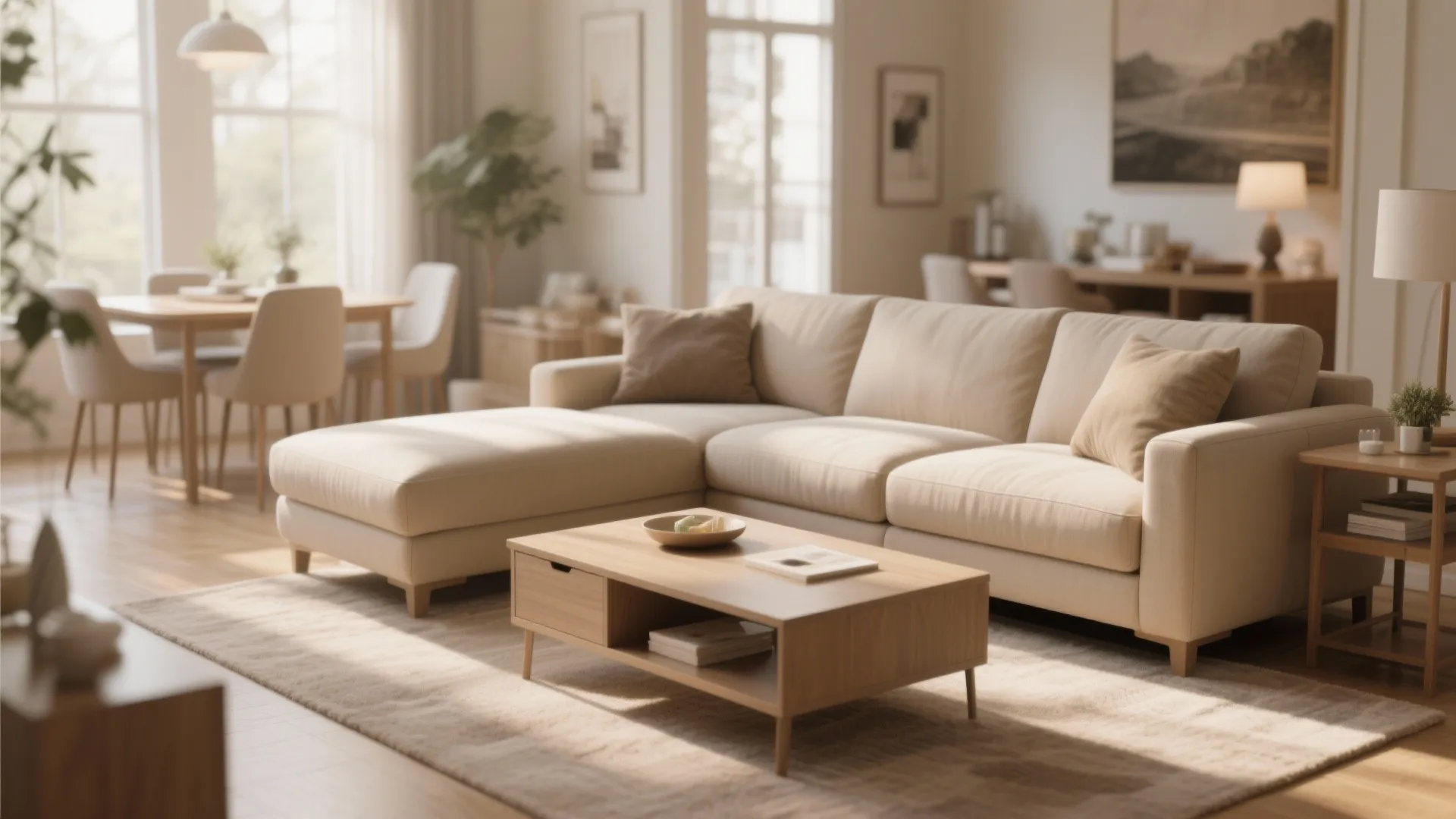 7. L-shaped sofa for space definition